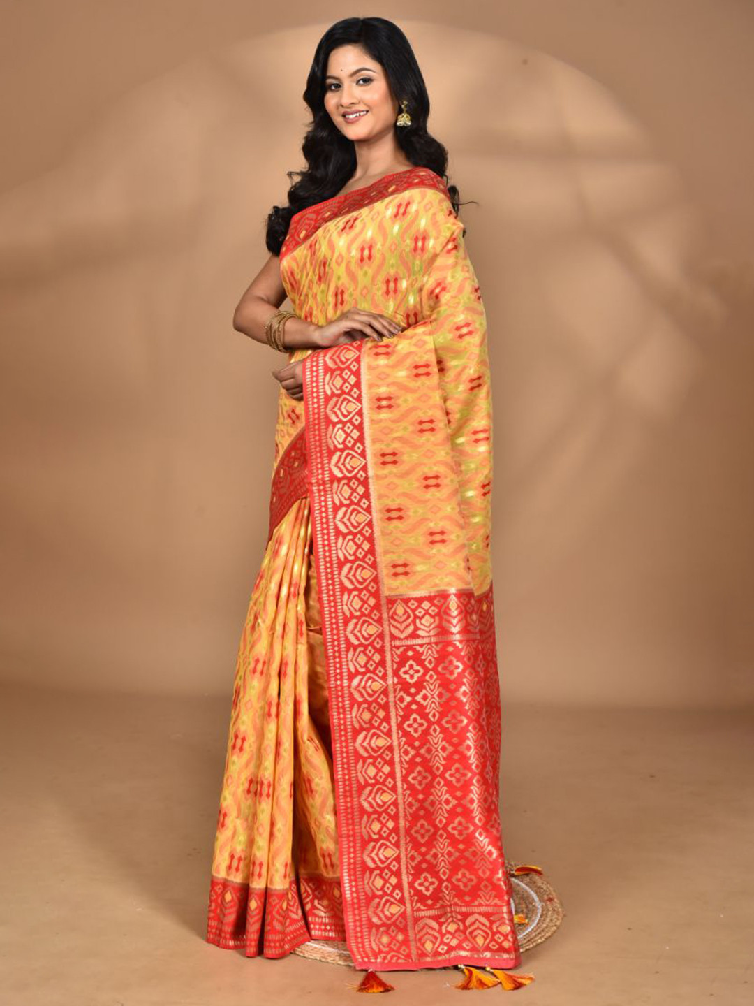 Morchari Ethnic Motifs Woven Design Kashmiri Silk Linen Saree