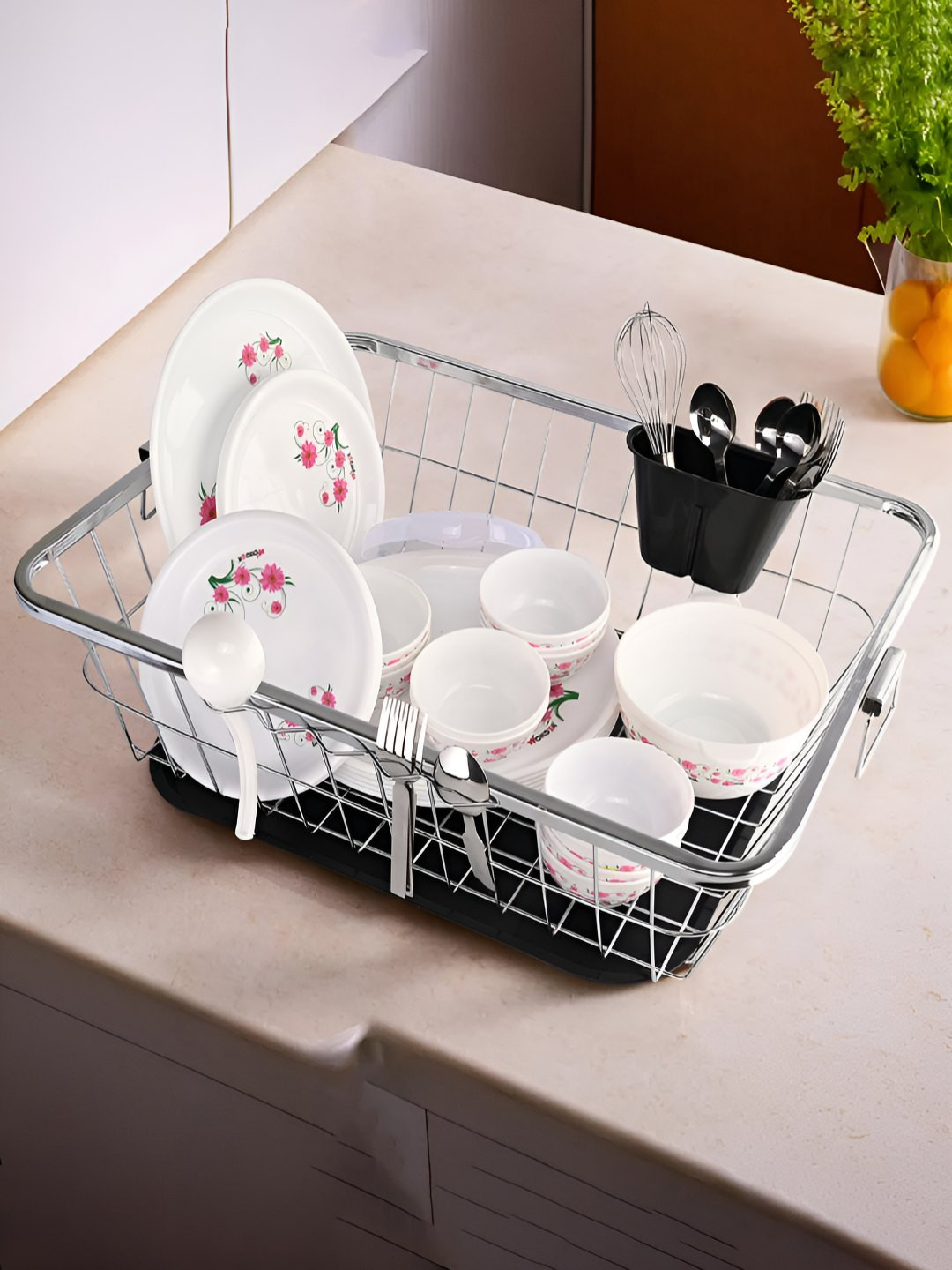 Myntra Elegant Homes Silver-Toned 2025 Stainless Steel Dish rack
