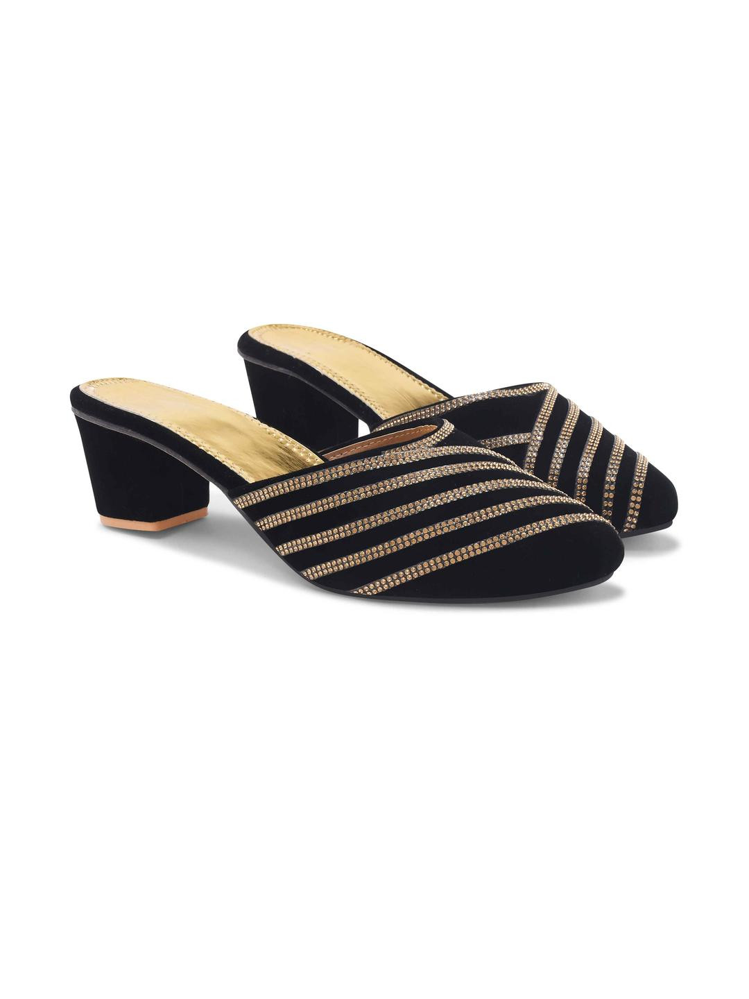 REVIT Black Embellished Heels