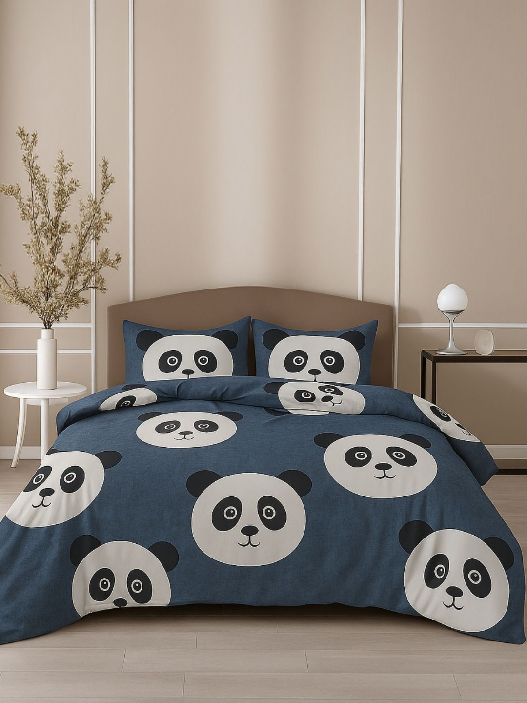 INDHOME LIFE Kids Blue & Grey Graphic Cotton 220 TC Double Queen Bedsheet Set-2.28mx2.28m