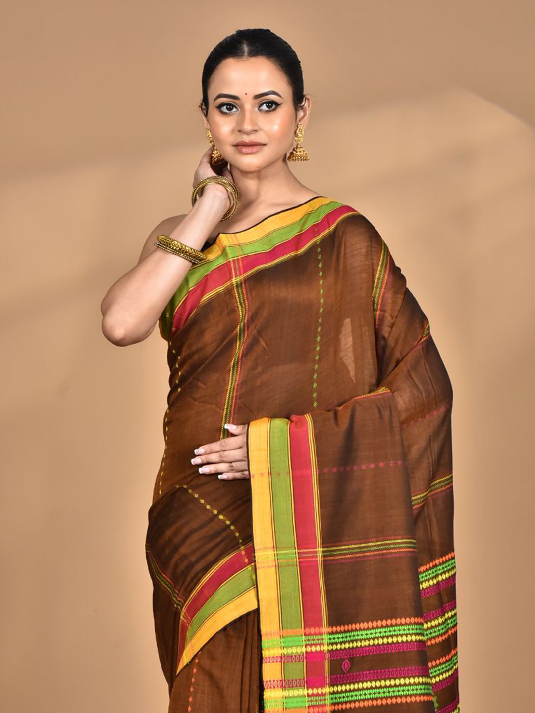 Morchari Pure Cotton Dhakai Jamdani Saree With Blouse