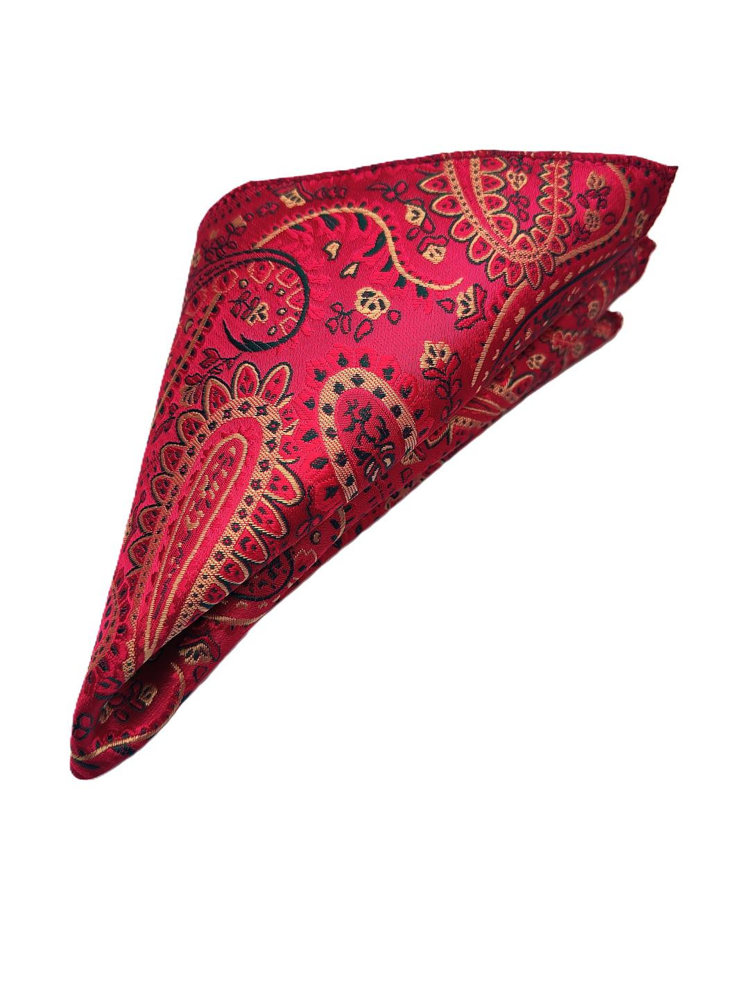 VOICI Red Paisley Printed Designer Party Pocket Squares Coat Hanky