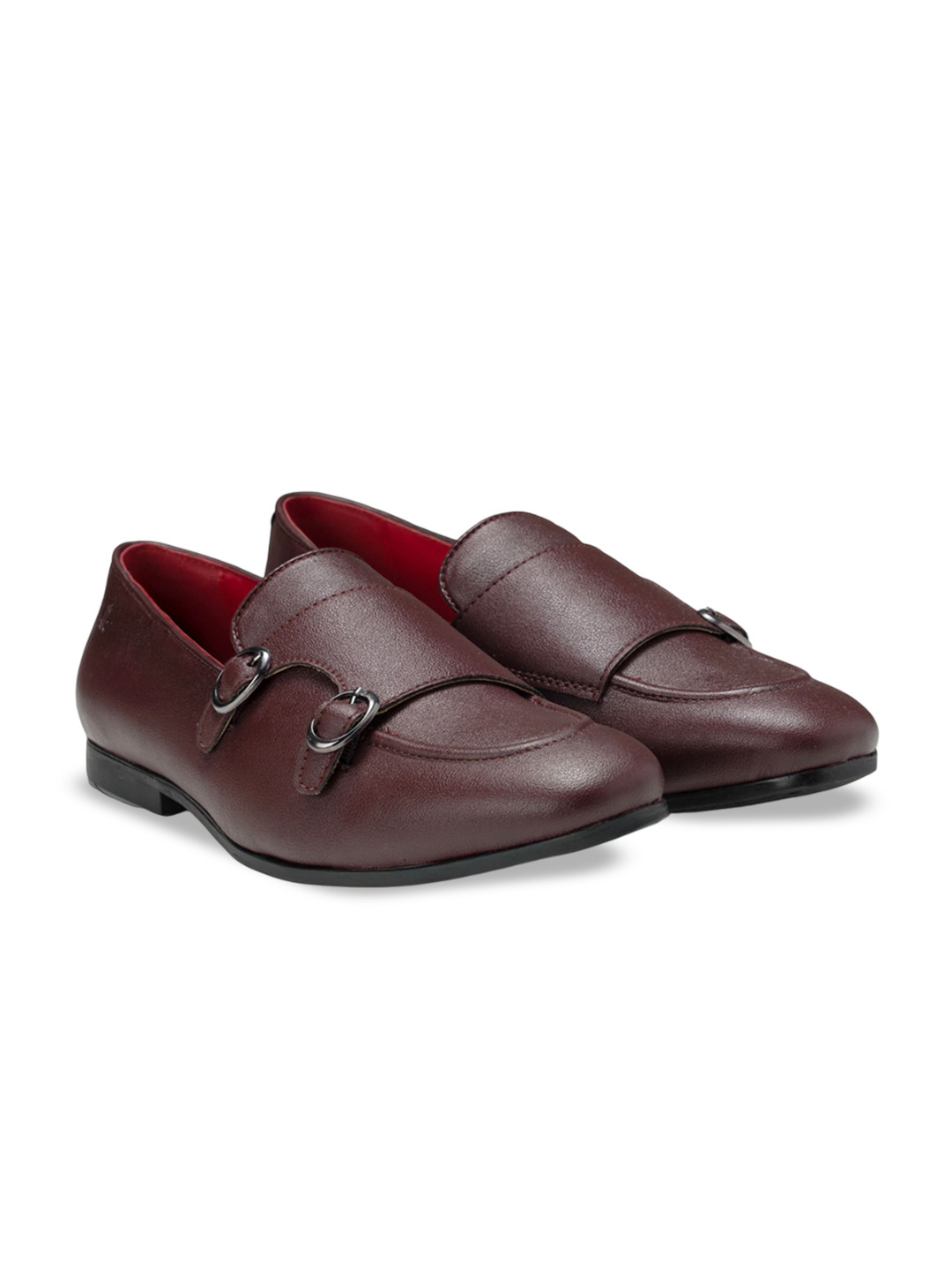 Ethik Men Deep Bordeaux Vegan Formal Monk Shoes