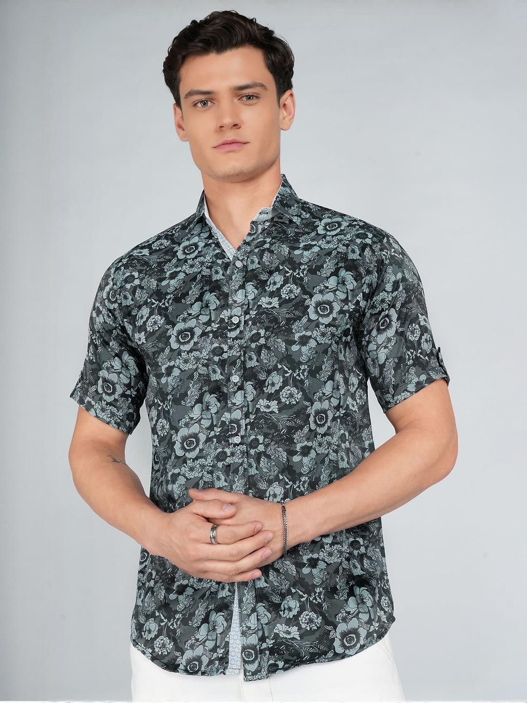SZN Comfort Slim Fit Semi Sheer Floral Printed Shirt