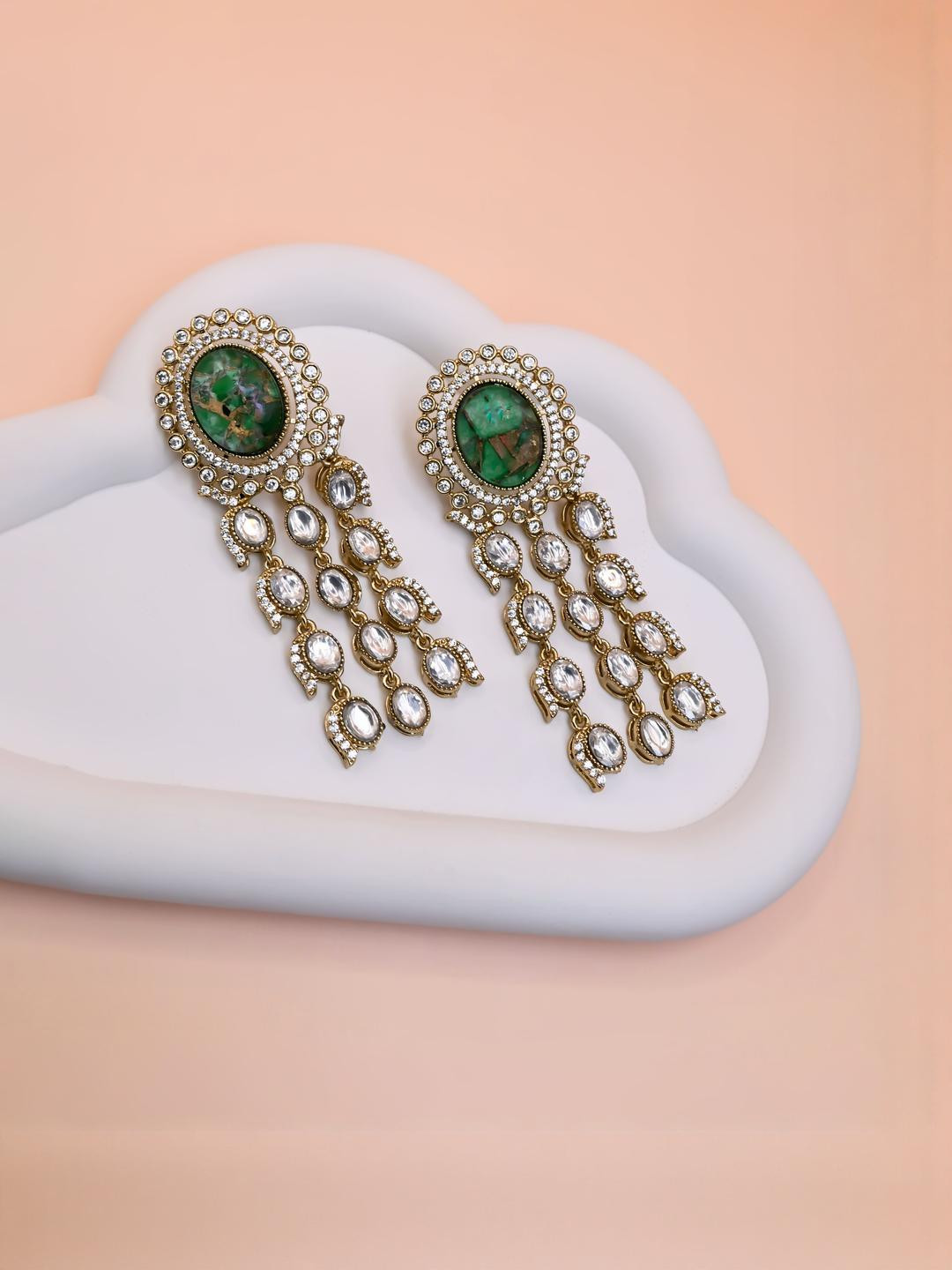 Roop Katha  Green Earrings