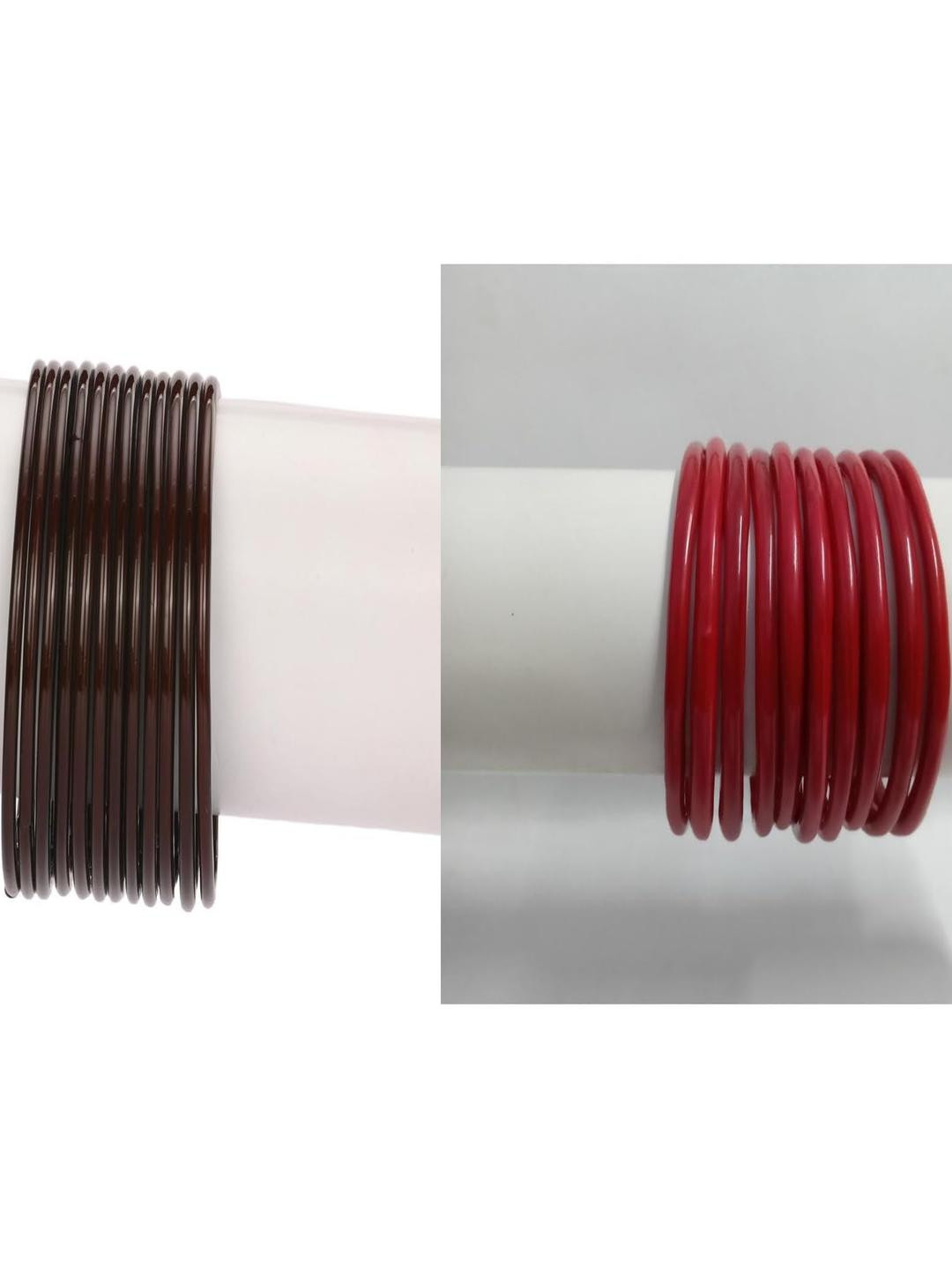 Somil Plain Glass Bangles Set For Women & Girls | Elegant Brown & Red Chudi | Handmade Traditional Bangles For Daily & Festive, Party, Function | Everyday & Special Occasions, Pack Of 22 -A118