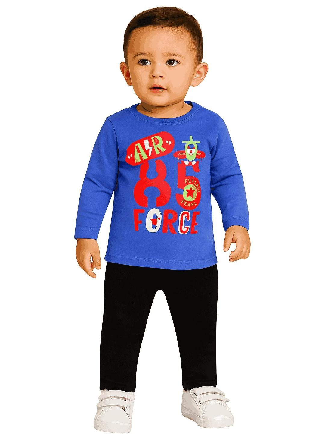 Melon Kidswear Boys Graphic Blue & Black Clothing Set