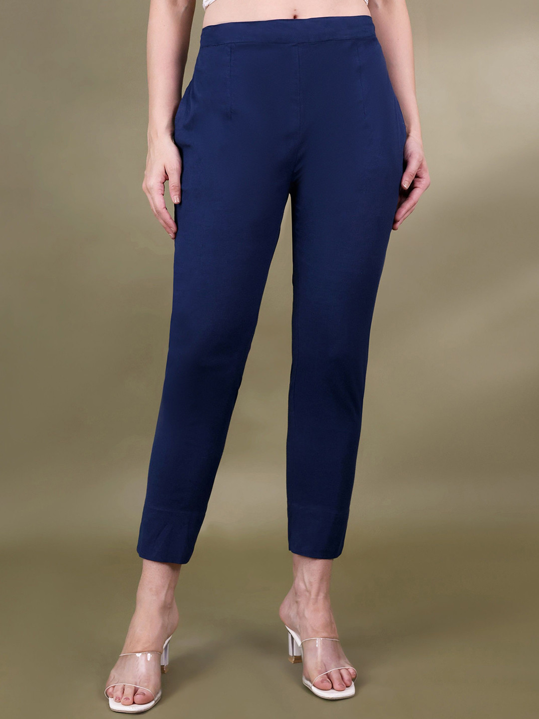 CHETI Women Mid-Rise Lyrca Cropped Trouser