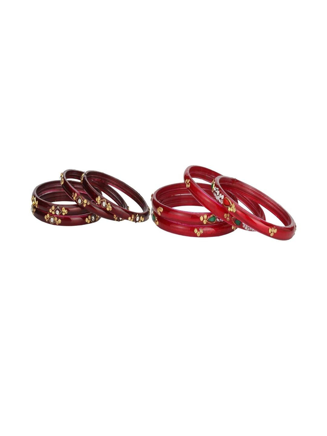 Somil Elegant Combo Glass Bangle Set | Handmade Traditional Chudi For Women | Perfect For Daily & Occasion Use, Combo Of 2 Set, Maroon, Red