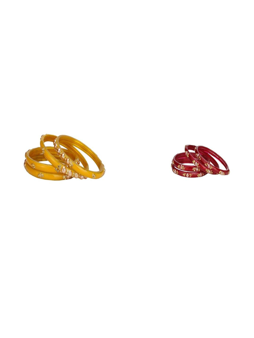 Somil Combo Bangle Set For Women | Traditional Daily Bangles | Perfect For Parties & Functions, Combo Of 2 Set, Yellow, Red