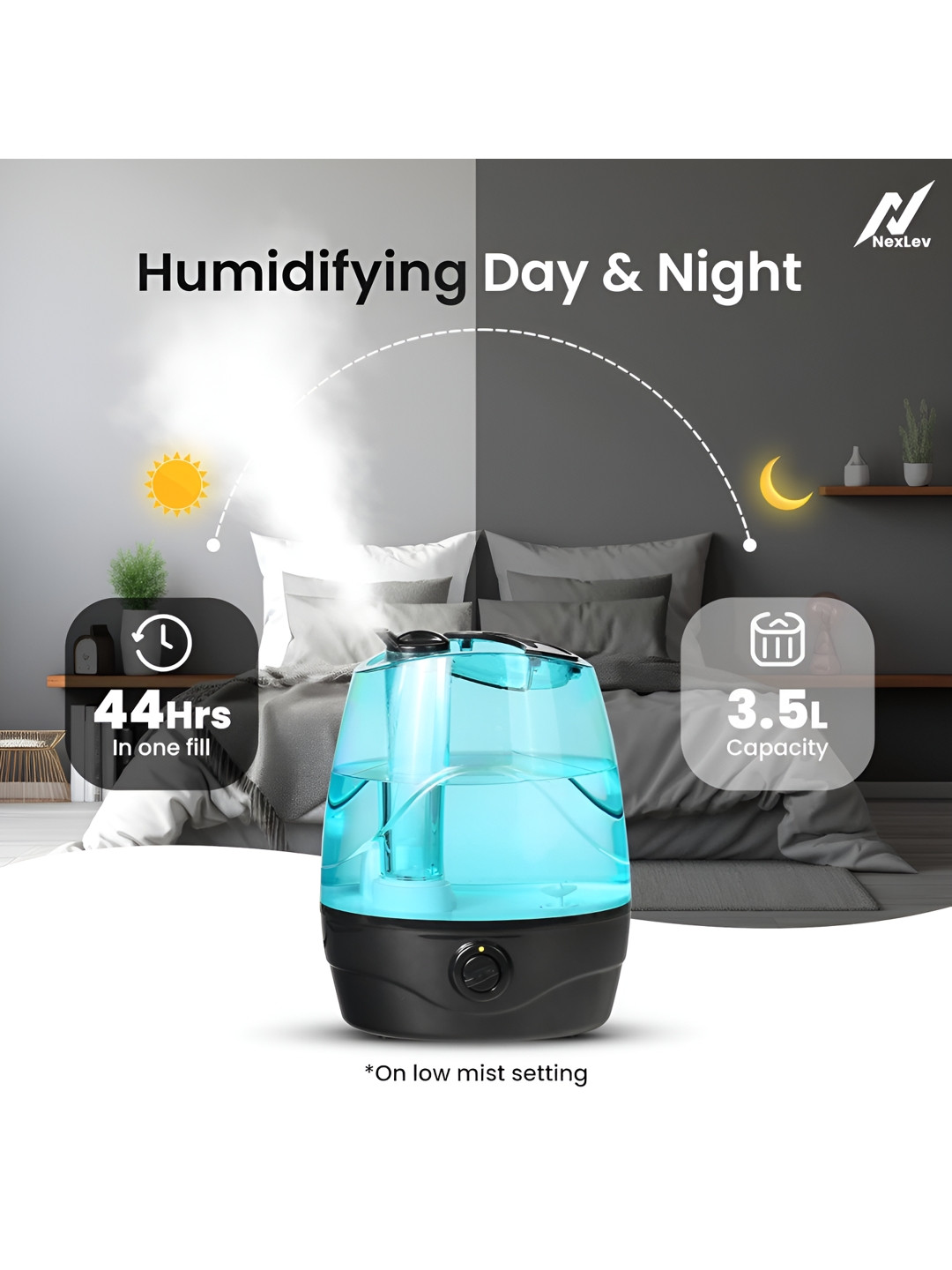 NexLev Black & Blue Cool Mist Humidifier 3.5-L