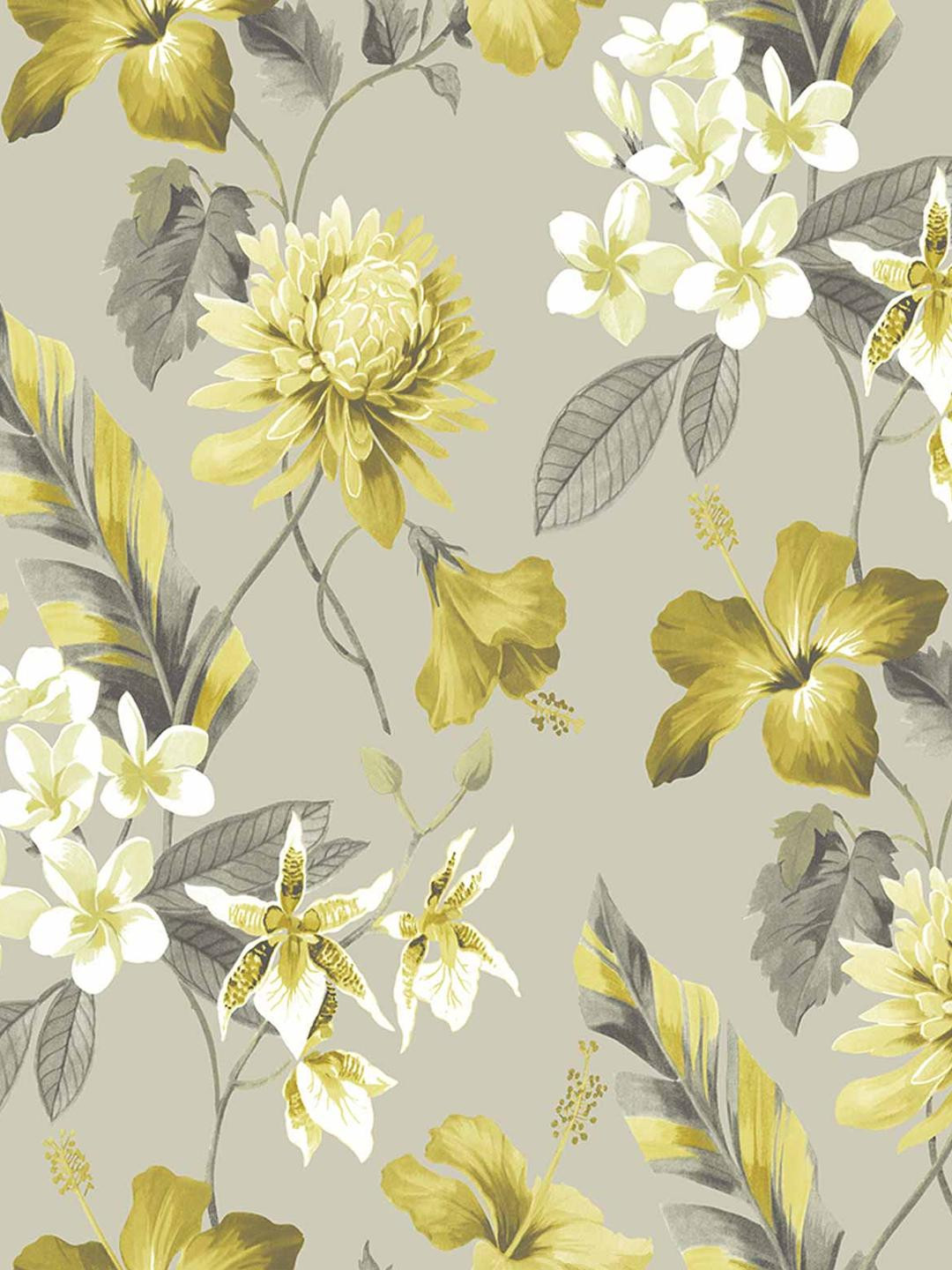 INDIAN ROYALS Yellow Color Flower Design Peel & Stick For Wall Decor