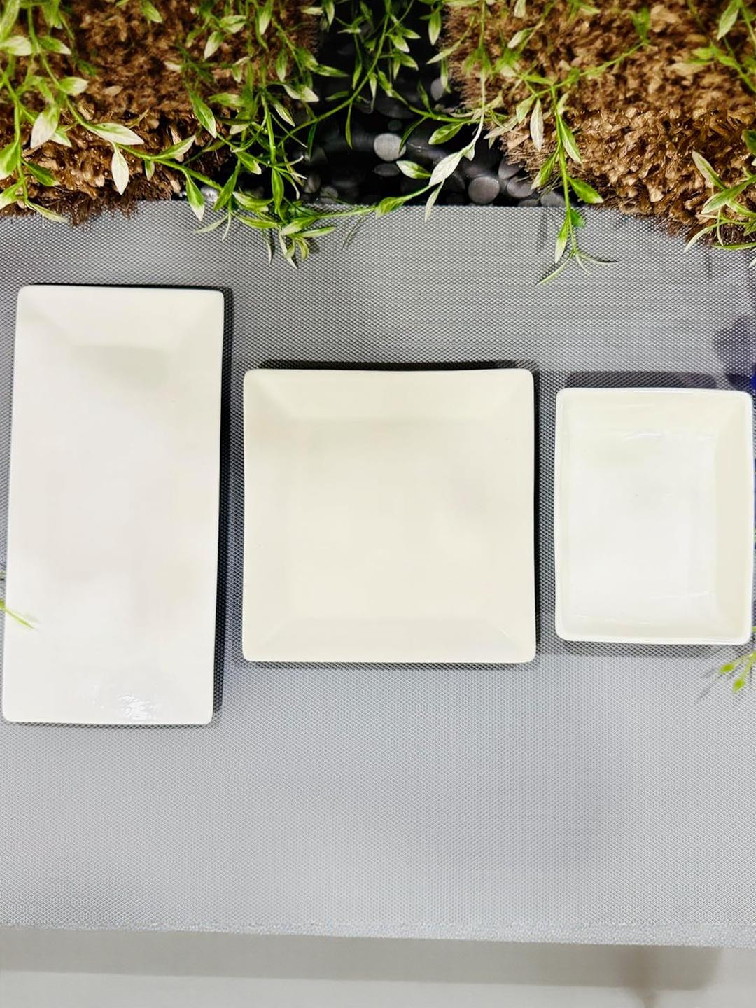 Altaica 3 Pieces White Bone China Microwave Safe Food Platter