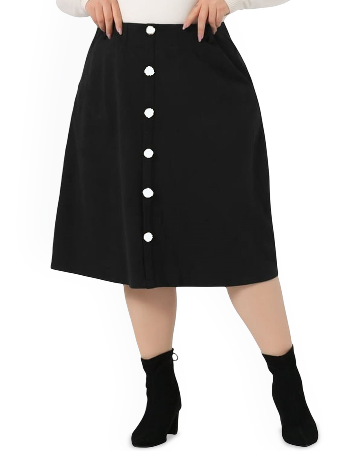 Tripursundari Fashion Plus Size Denim A-Line Midi Skirt