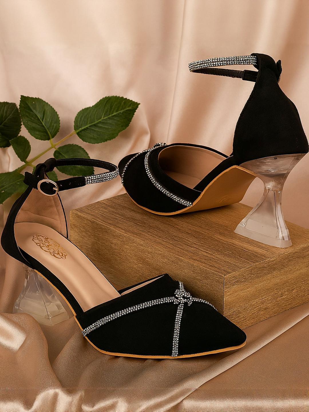 HM9 YS6 Black Block Heels Sandals