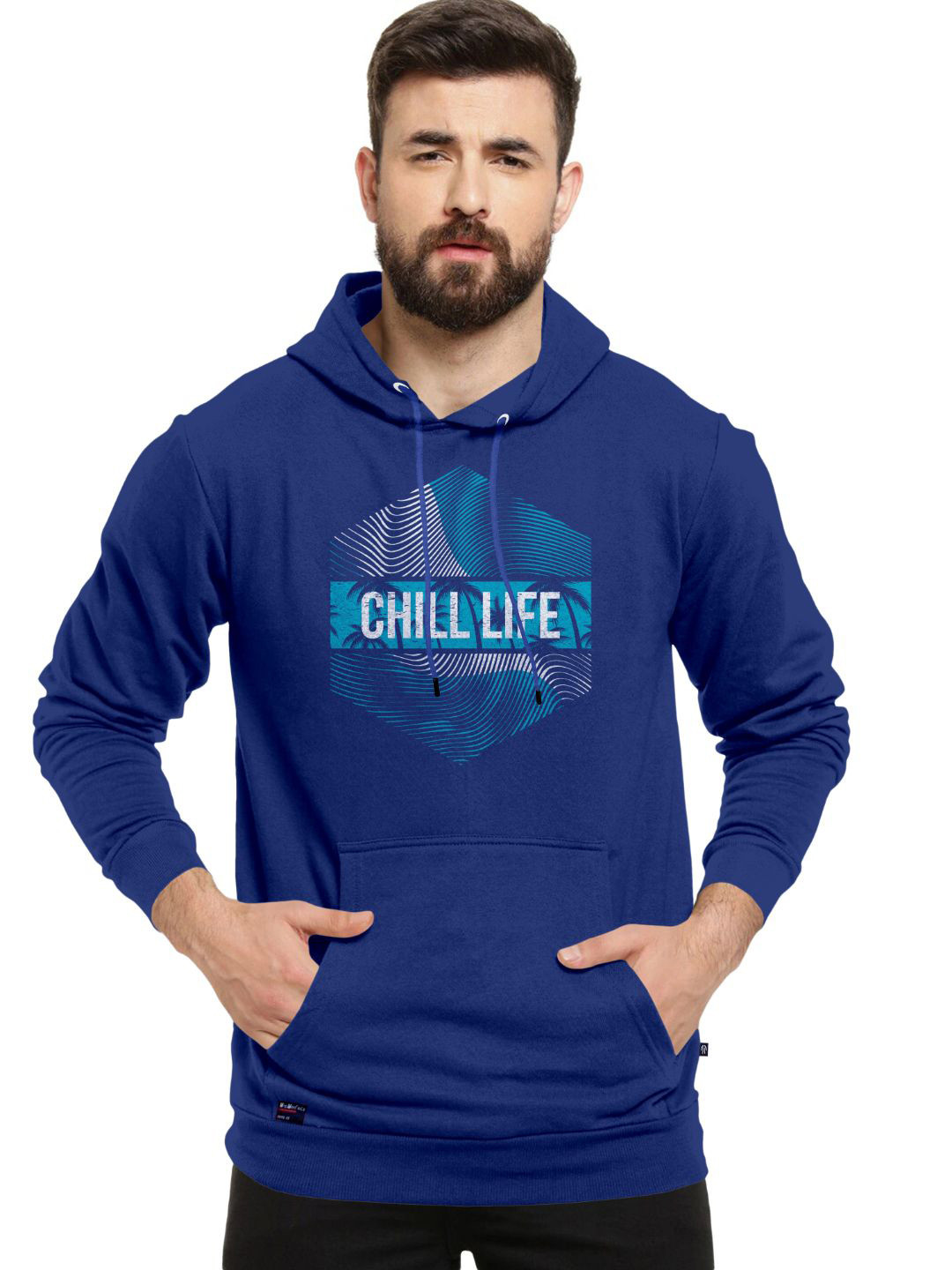 Triptee Men Chill Life Graphic Printed Hooded Sweatshirt