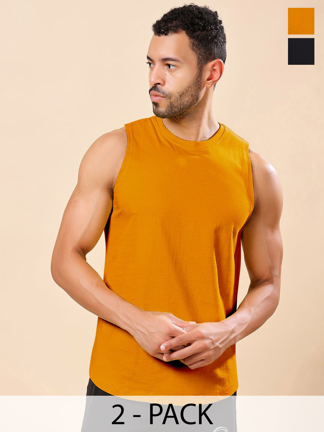 Friskers Pack Of 2 Pure Cotton Round Neck Gym Vests 230725AE-17-26