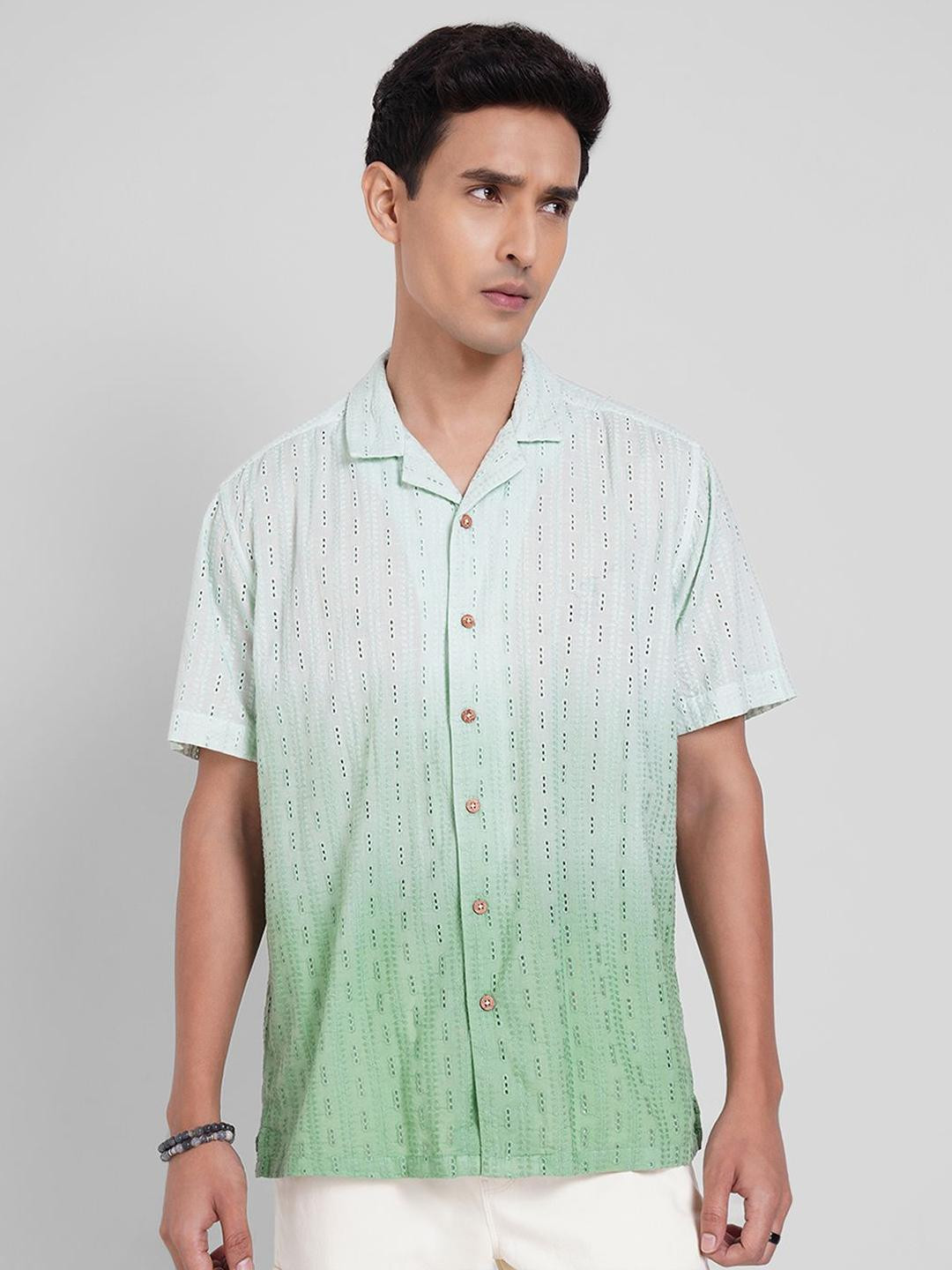 7 Alt by Pantaloons Tie and Dye Spread Collar Relaxed Fit Pure Cotton Shirt