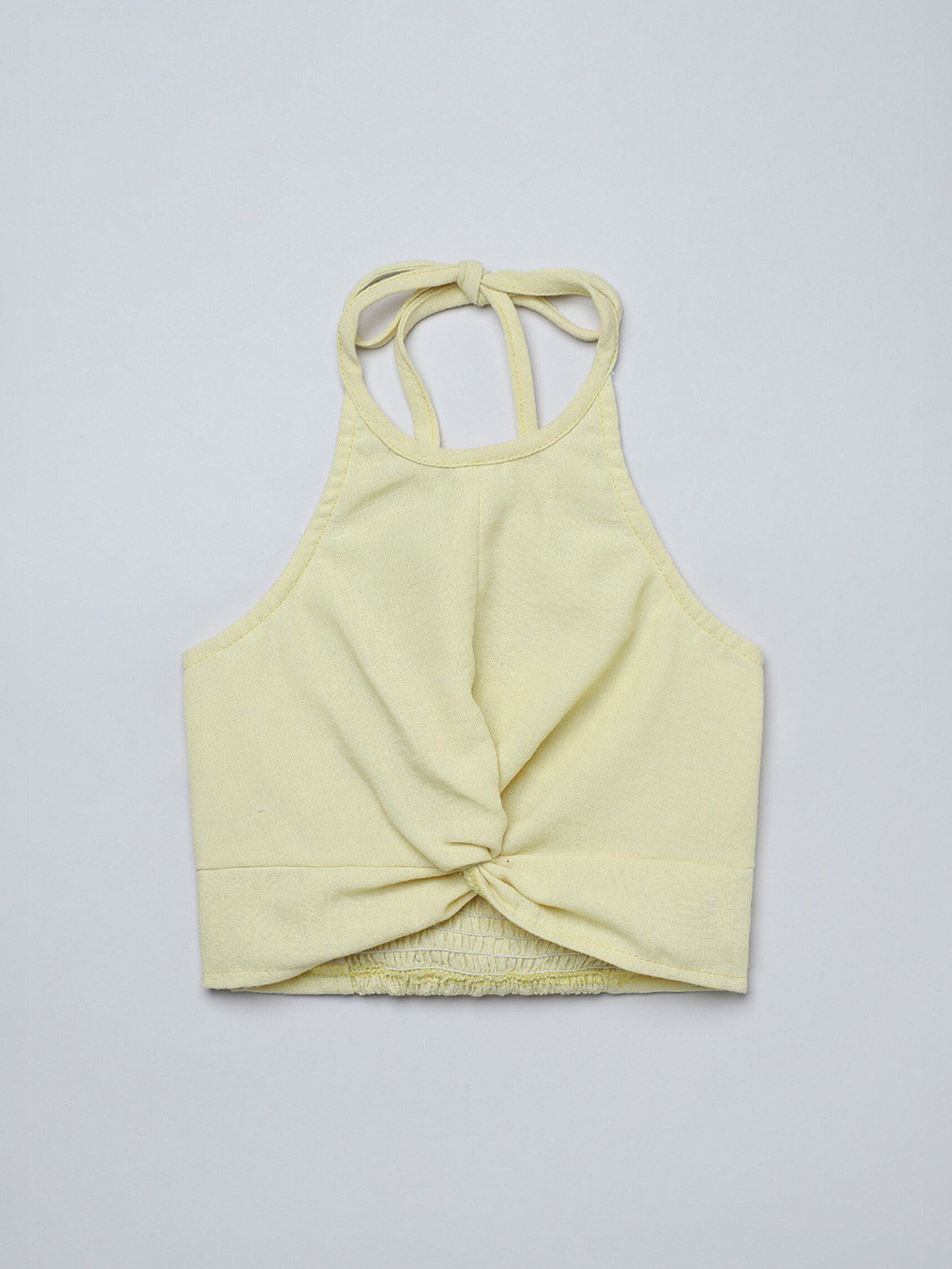 taffykids Girls Sleeveless Halter Neck Front Twist Details Crop Top