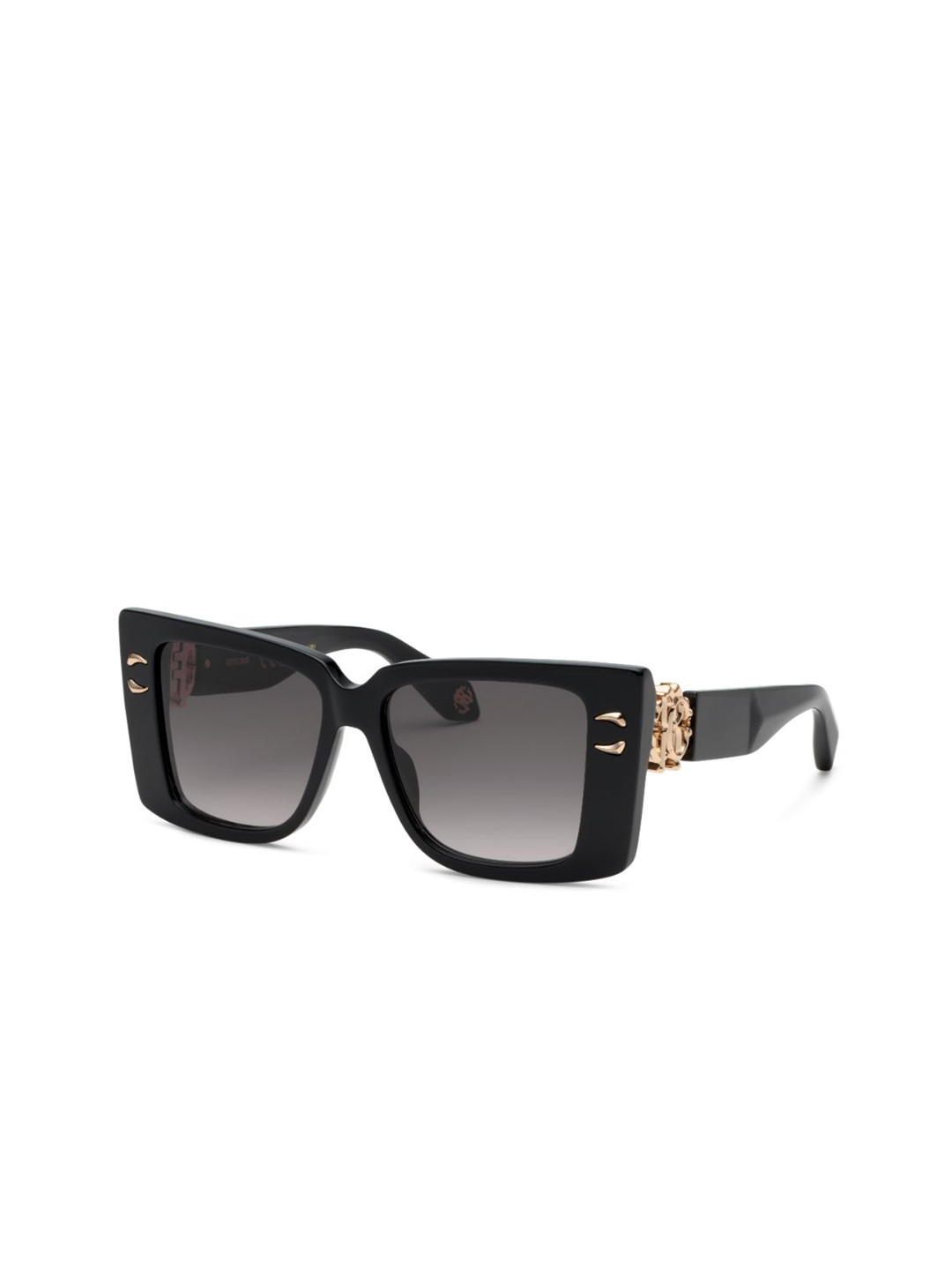 Roberto Cavalli Women Grey Lens & Black Square Sunglasses with
