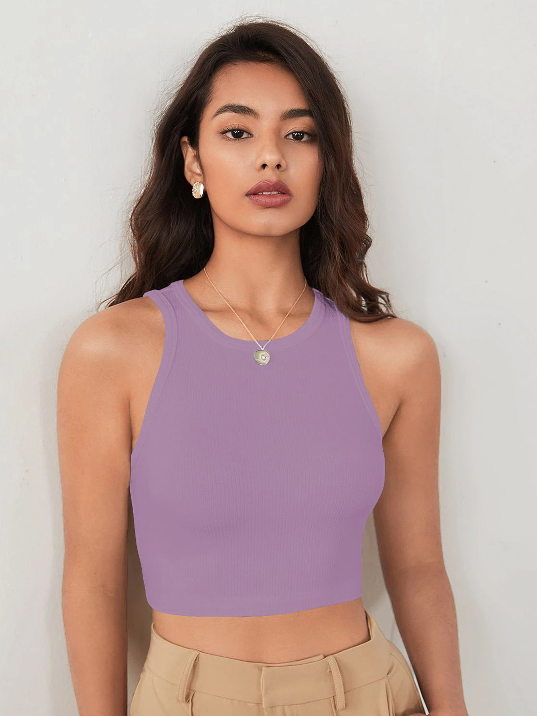 TOOCHKI Tank Women Ribbed Round Neck Tank Crop Top