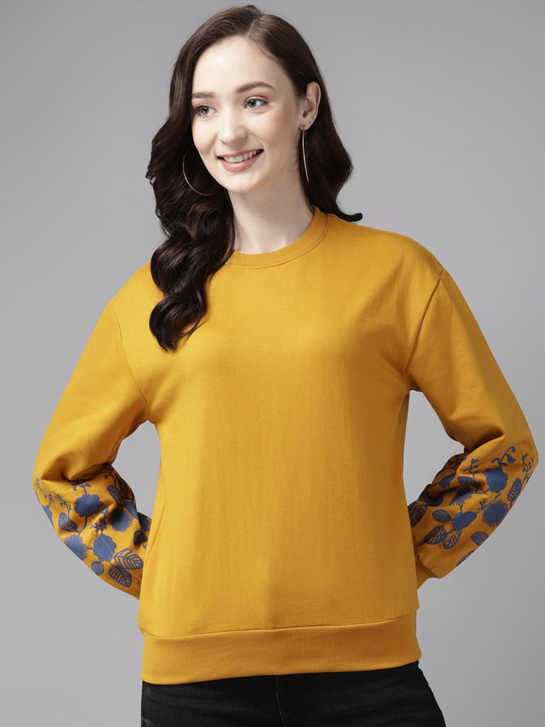 The Roadster Lifestyle Co. Women Embroidered Cotton Pullover Sweatshirts