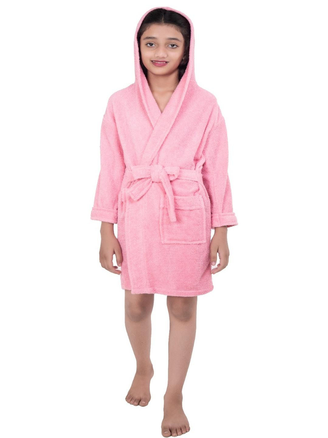 COMFORTLOOMS Kids Heavy hooded pink Bathrobe.