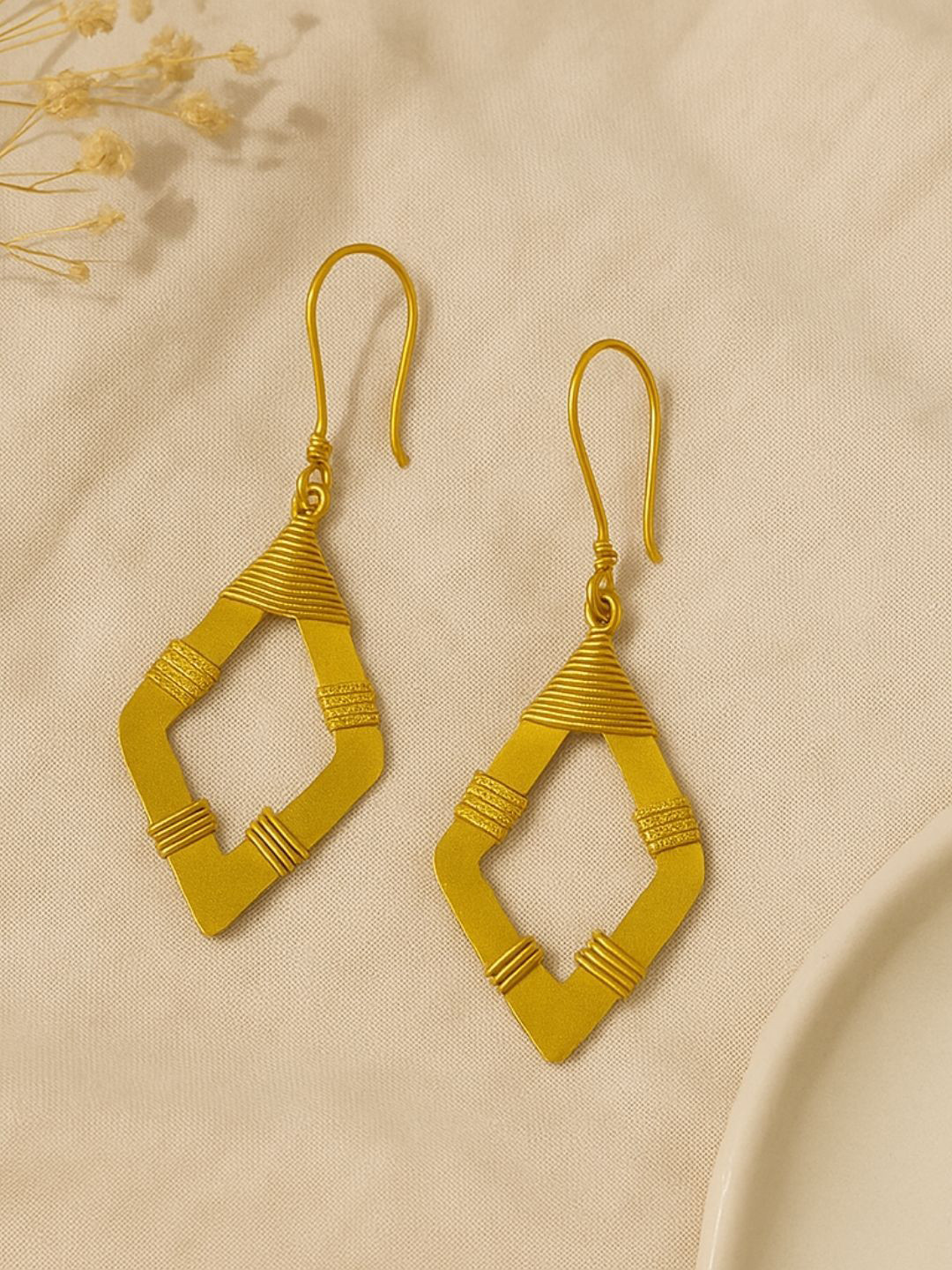 Unravel India Diamond Shaped Drop Earrings
