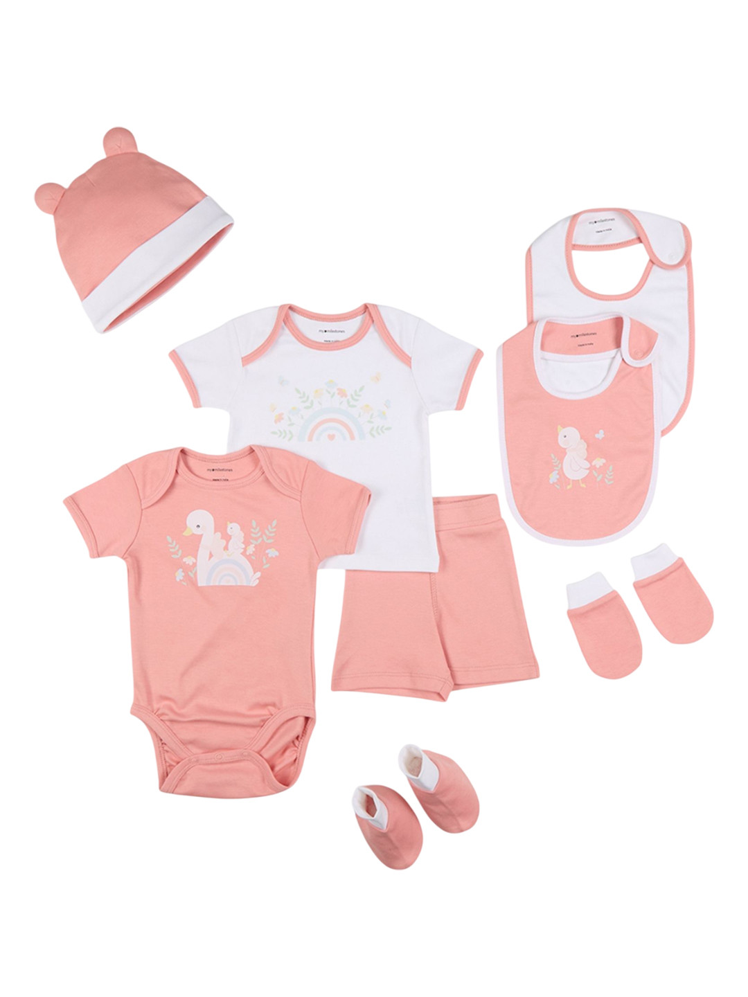 My Milestones 8-Pcs Printed Baby Apparel Gift Set