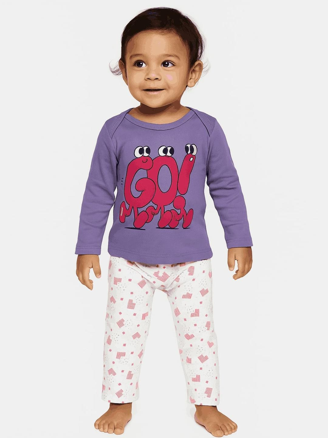 Melon Kidswear Girls Printed Full Sleeve Clothing Set