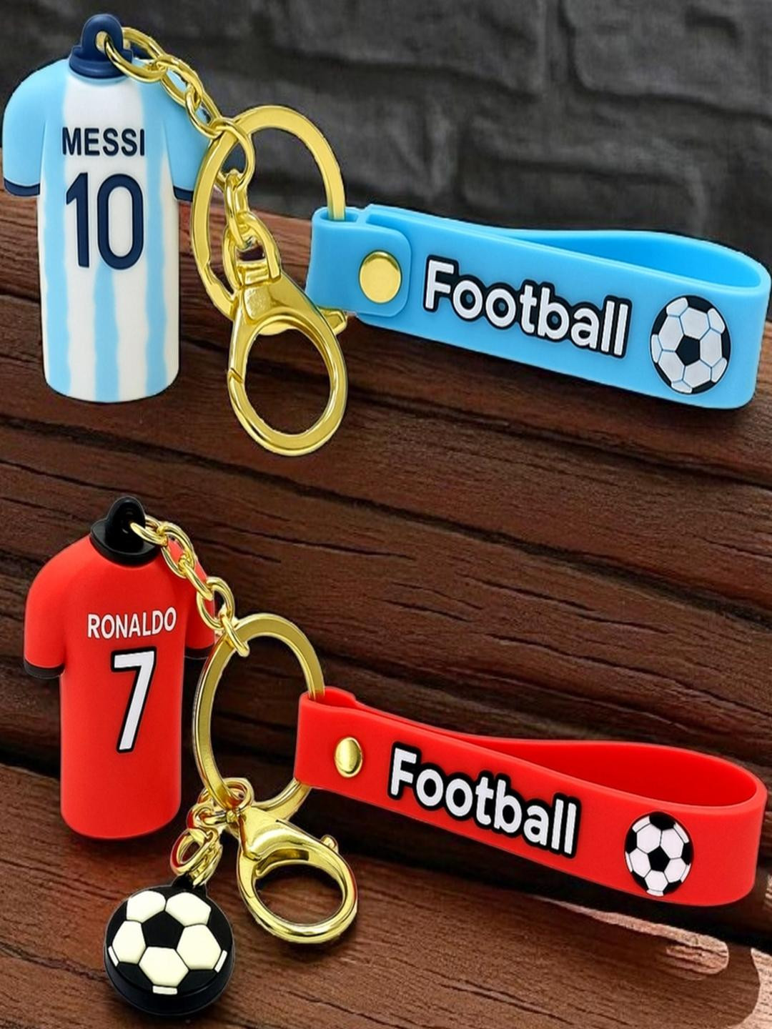 ADOREAL Pack Of 2 Ronaldo And Messi Football Jersey Keychains And Keyrings
