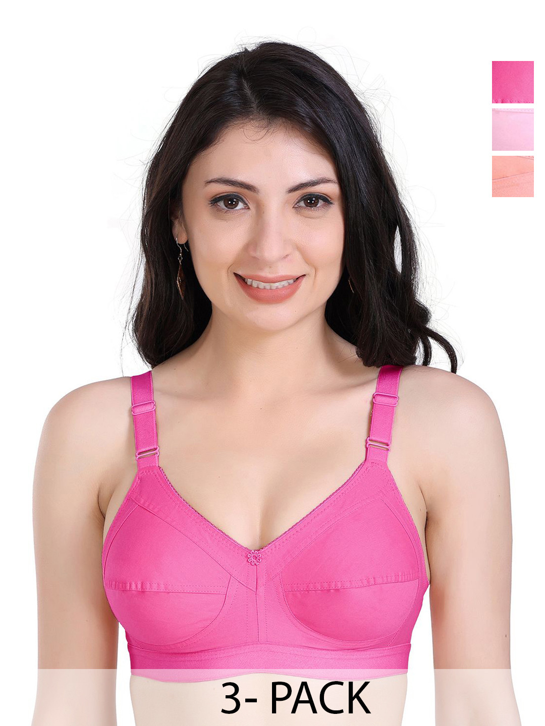 SHYAM SONS FLAIR Pack Of 3 All Day Comfort Non Padded Full Coverage Minimizer Bras