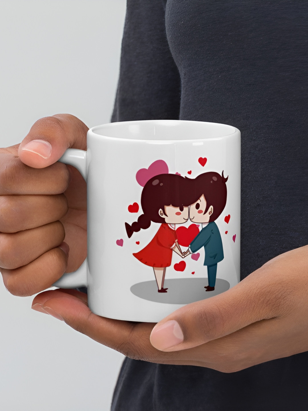 Mr UVD White & Red Graphic Printed Ceramic Matte Mug 350 ml