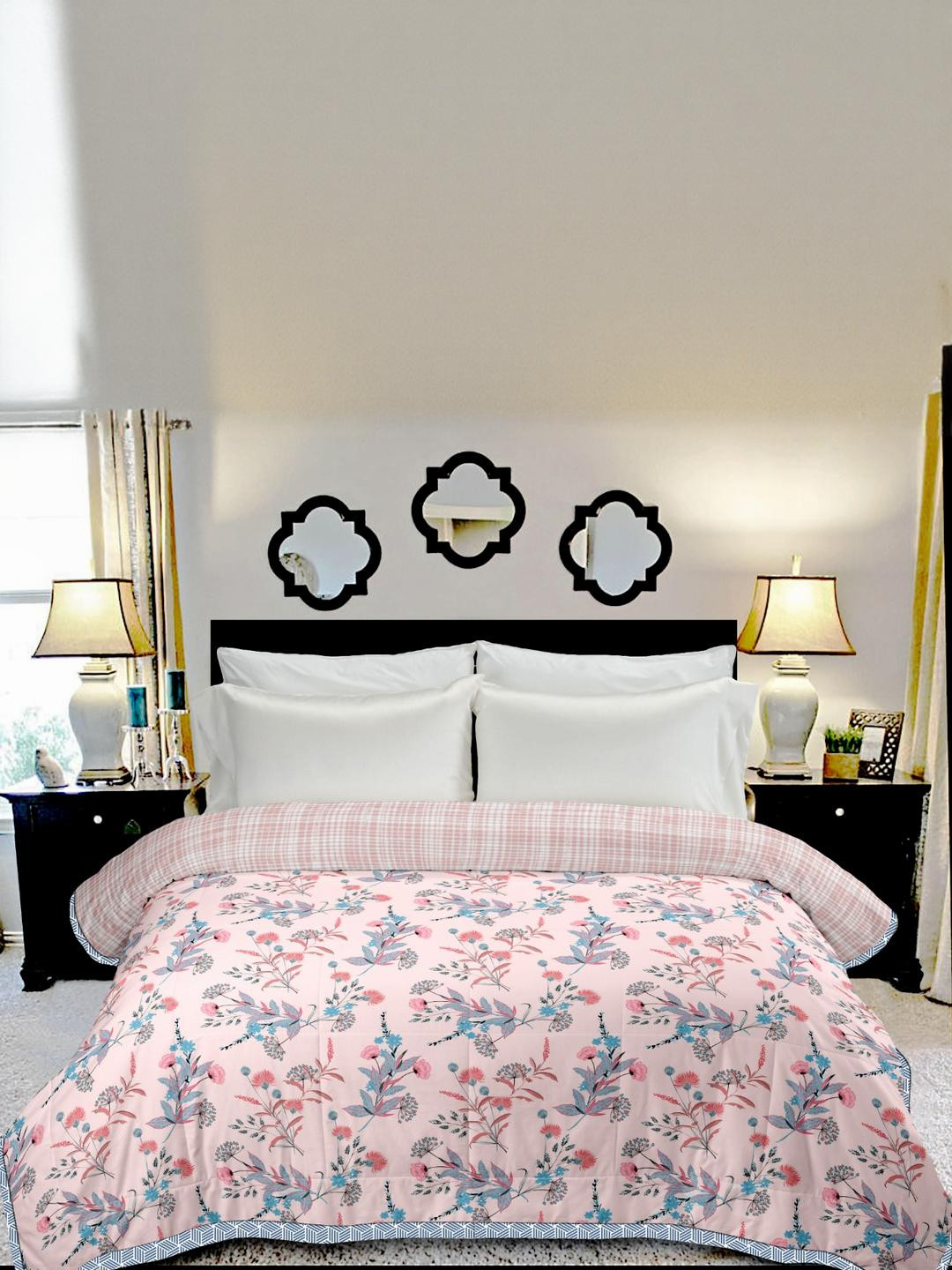 Anadhika Pink Floral AC Room 180 TC Single Bed Dohar