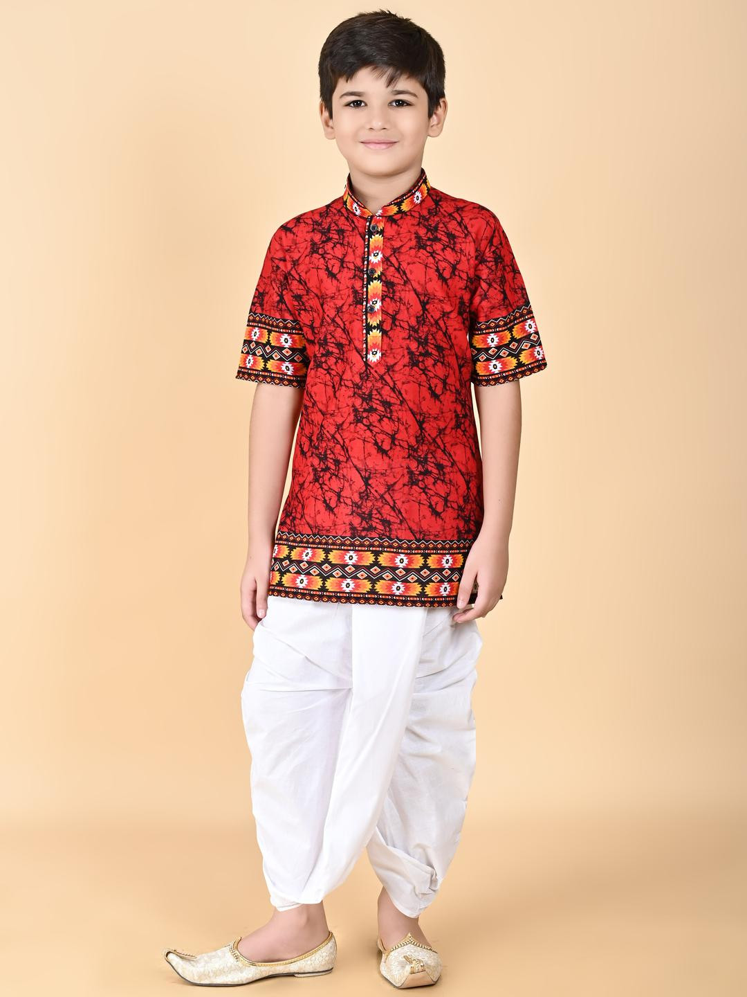 NFC CREATION Boys Red Kurta Sets