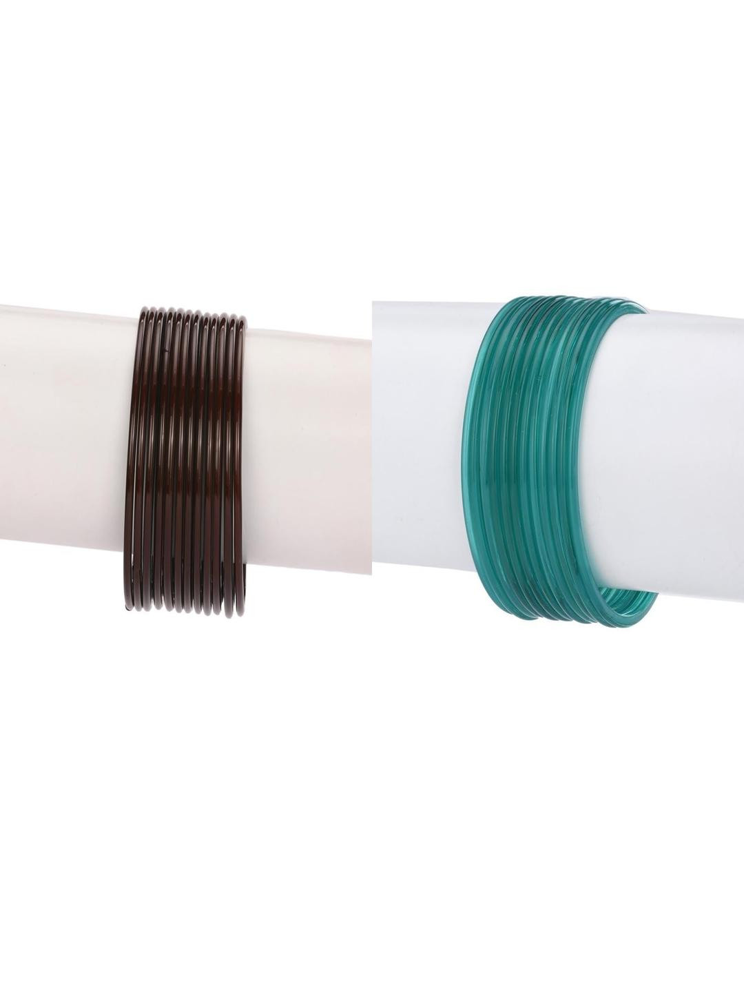 Somil Plain Glass Bangles Set For Women & Girls | Elegant Brown & Radium Chudi | Handmade Traditional Bangles For Daily & Festive, Party, Function | Everyday & Special Occasions, Pack Of 24 -A102