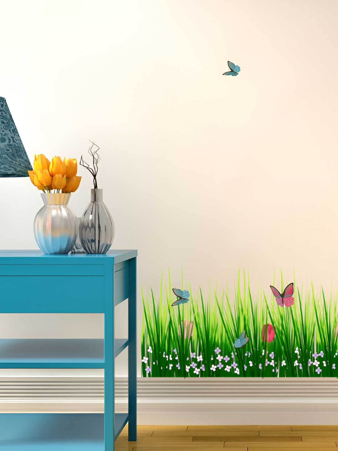 LANSTICK Grass with Butterflies Wall Sticker