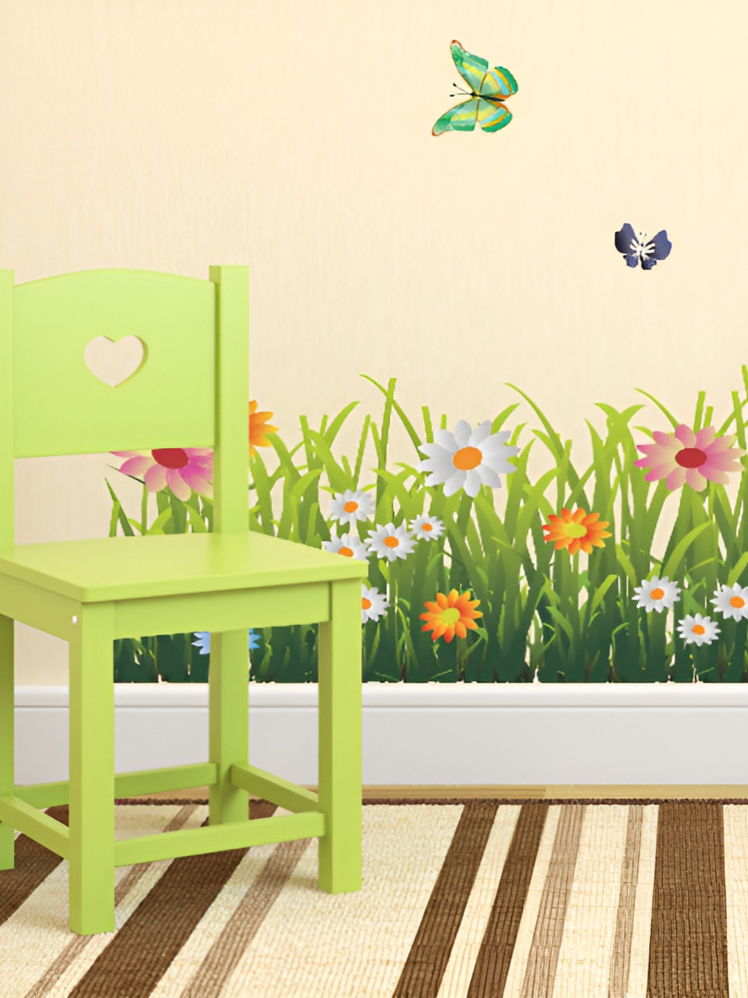 LANSTICK Multi Grass With Butterflies Wall Sticker