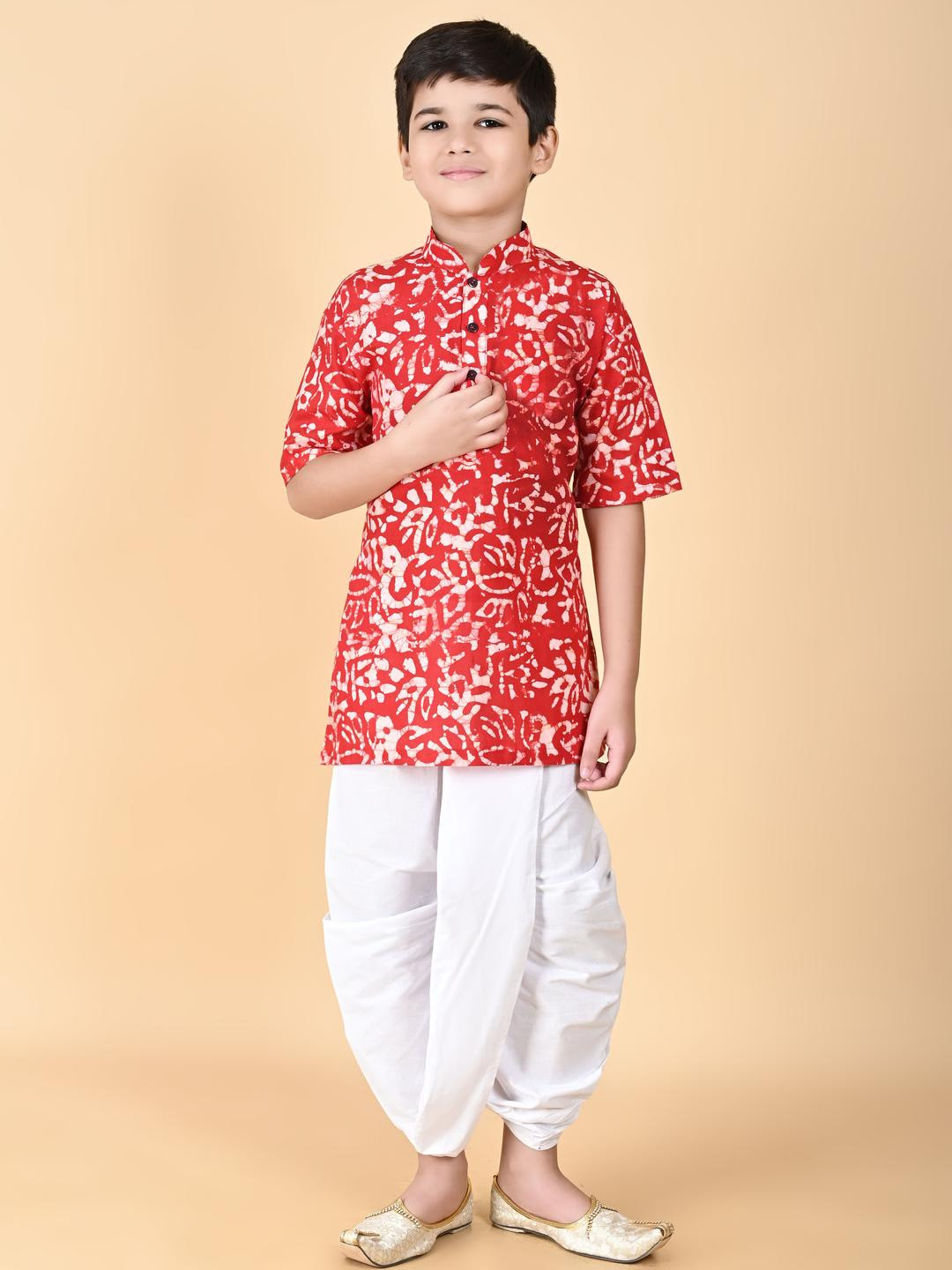 NFC CREATION Boys Red Kurta Sets