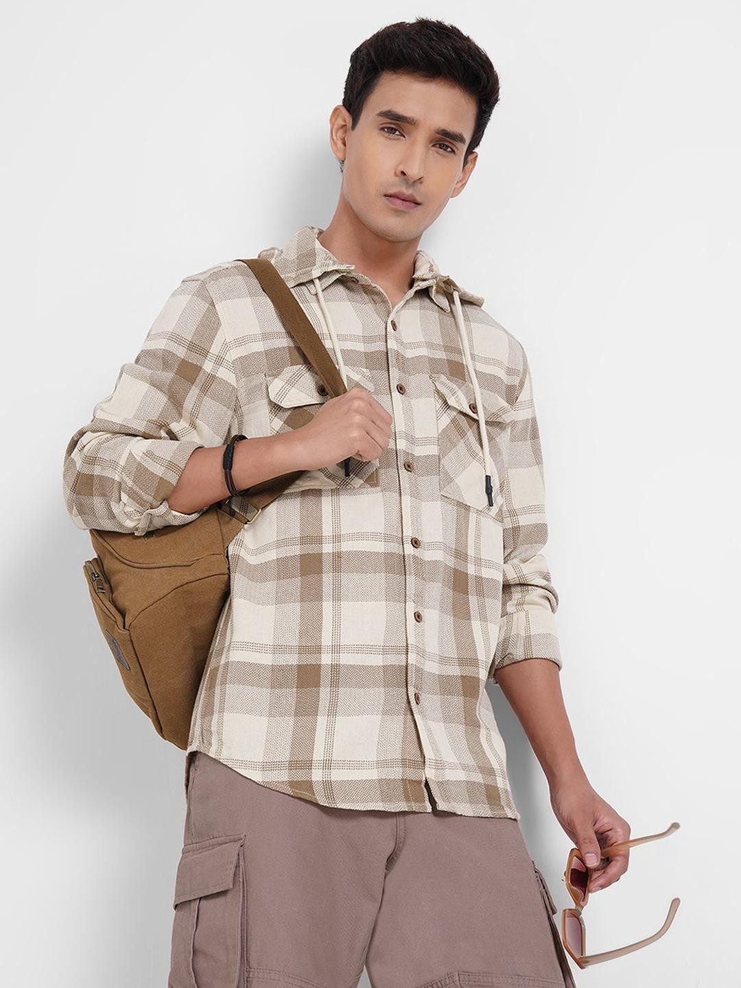 7 Alt by Pantaloons Tartan Checks Spread Collar Relaxed Fit Casual Pure Cotton Shirt