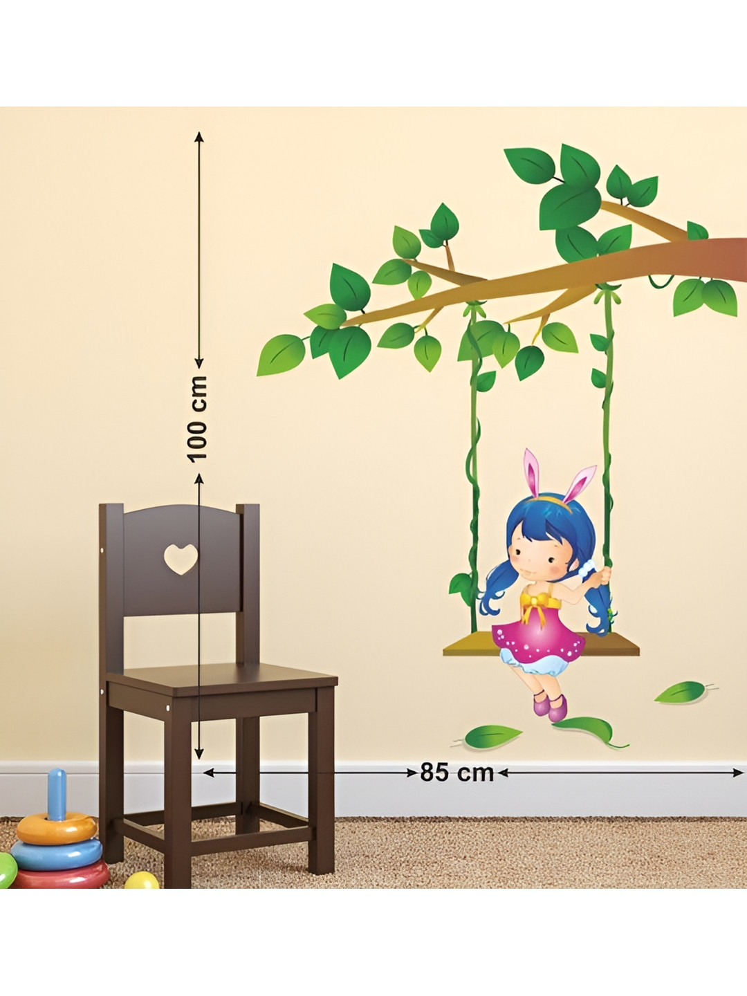 LANSTICK Multi Tree with girl playing Wall Sticker