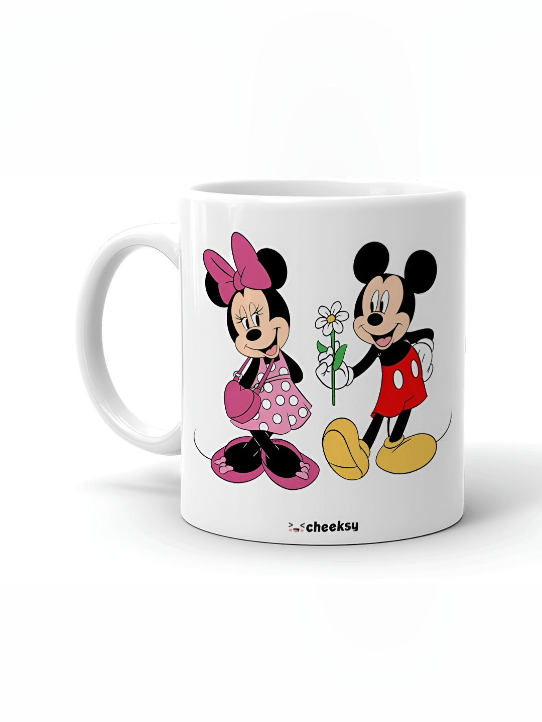 Mr UVD White & Red Mickey & Minnie Printed Ceramic Mug 350ml
