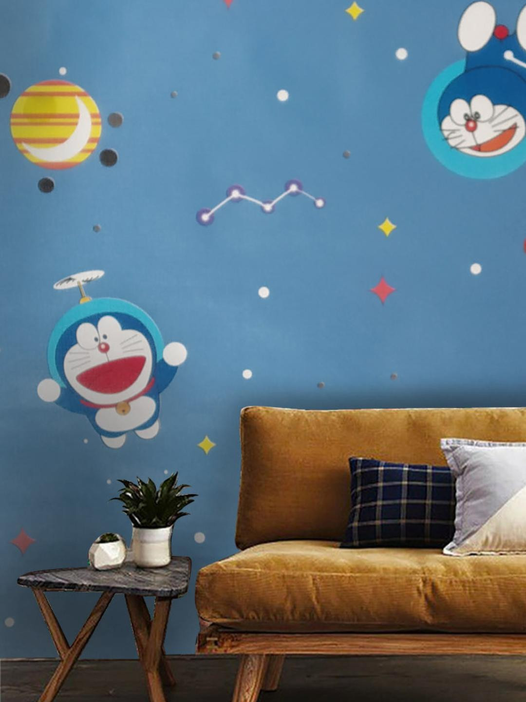 INDIAN ROYALS Blue Doraemon Print Vinyl Wall Sticker