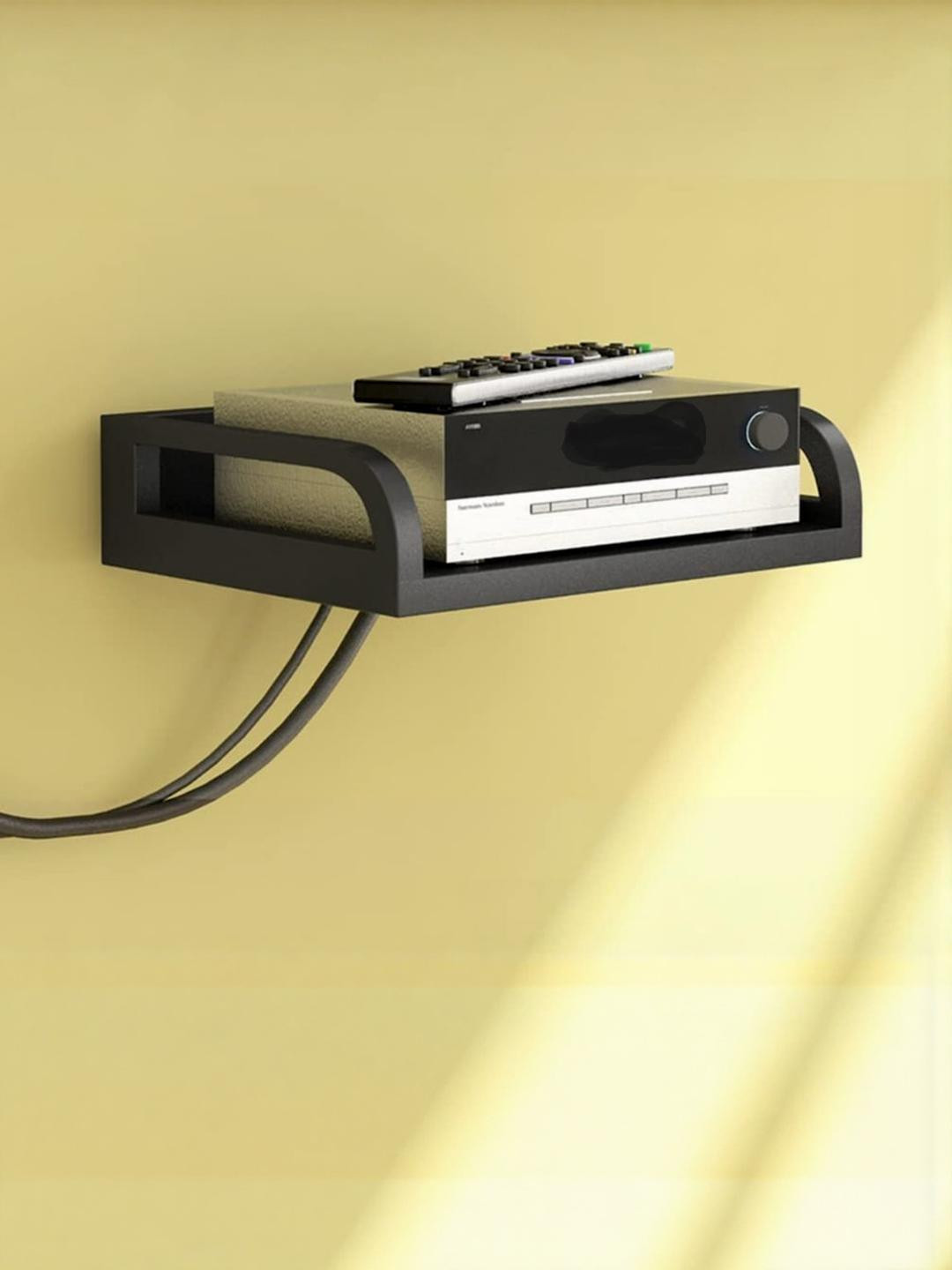 DECORSMITH Black Tv Setup Box & Remote Stand