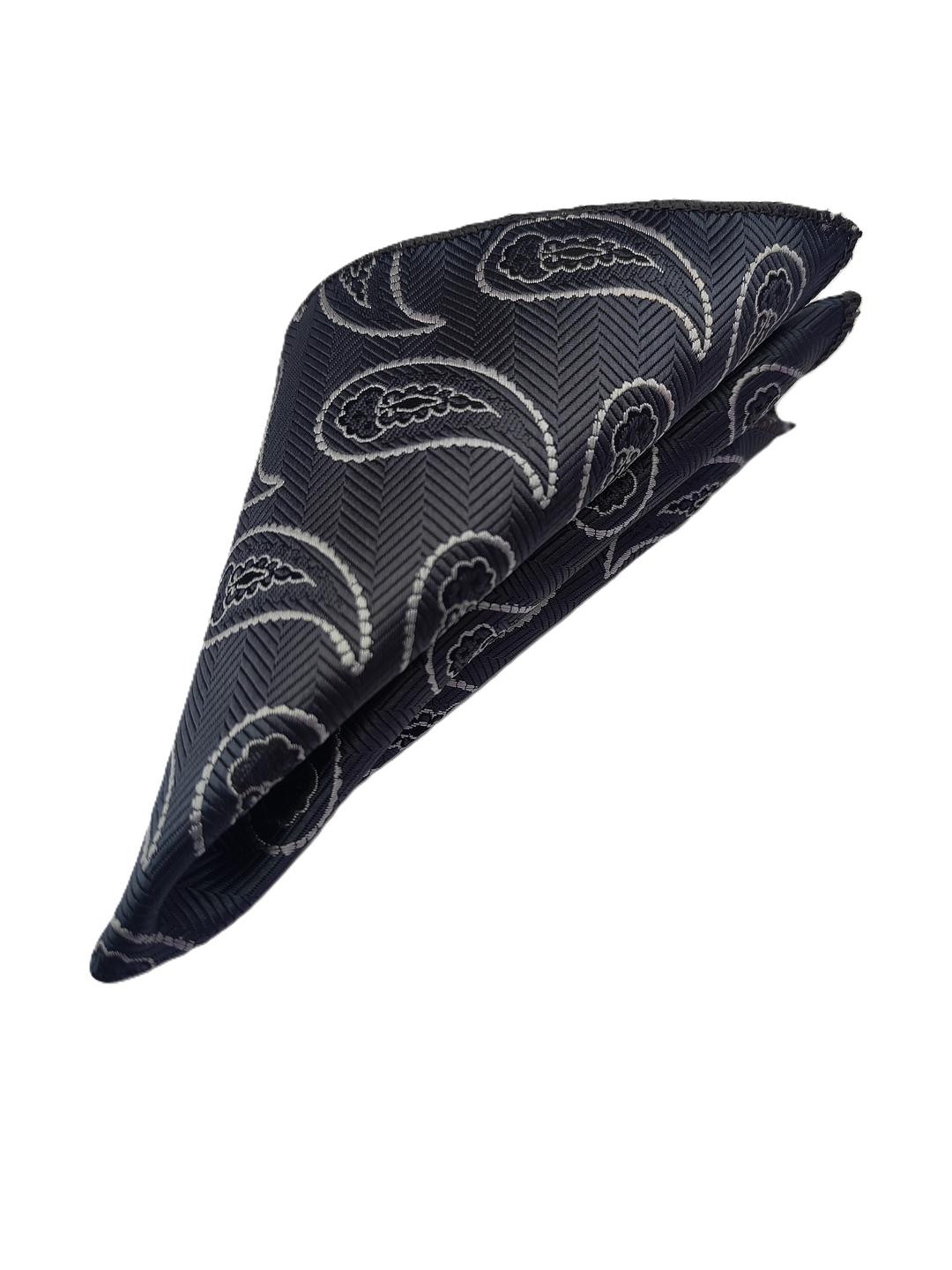 VOICI Men Grey Paisley Designer Pocket Square