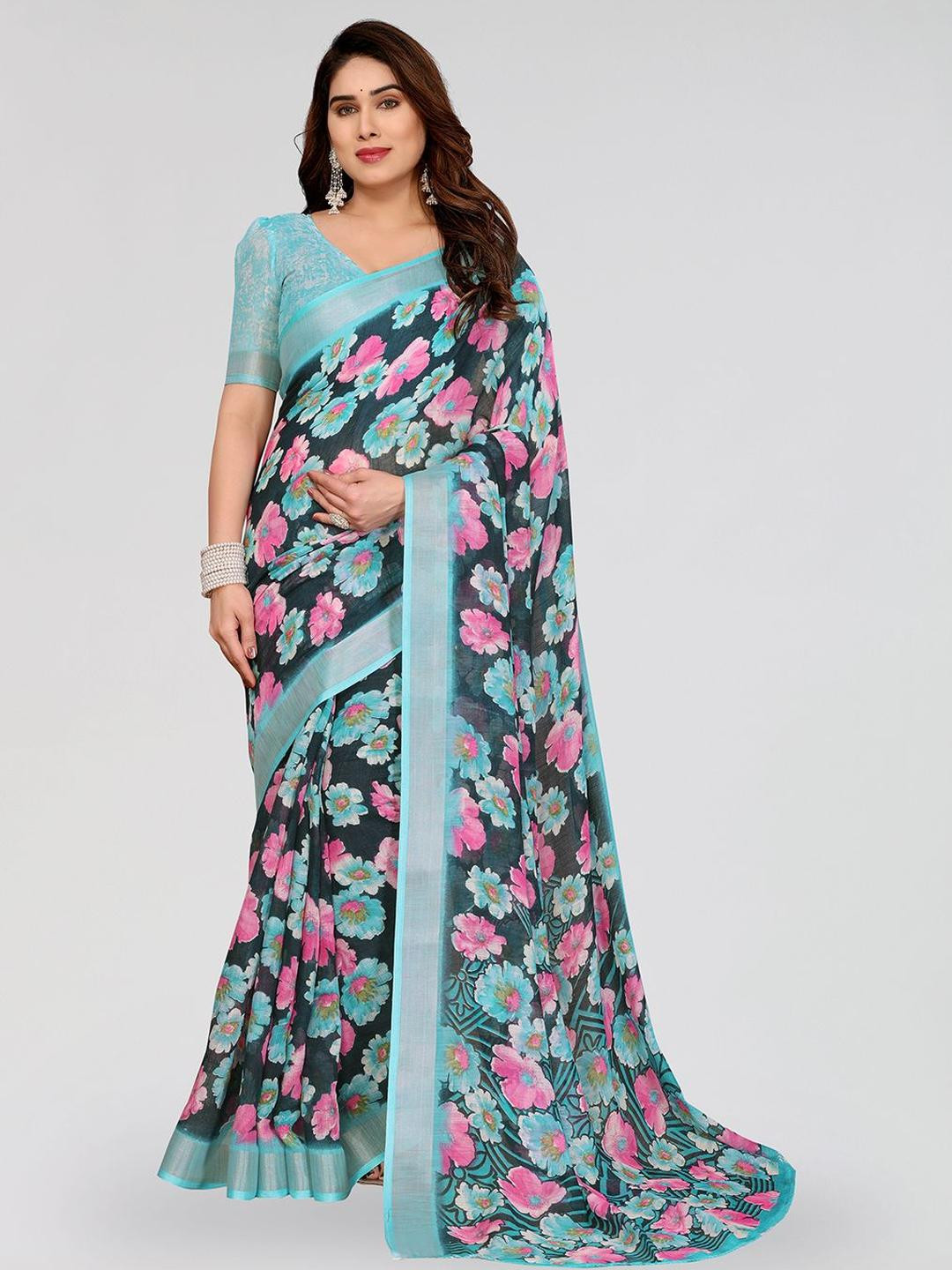 Moda Rapido Moda Rapido Stylish Cotton Saree with Soft Floral Print