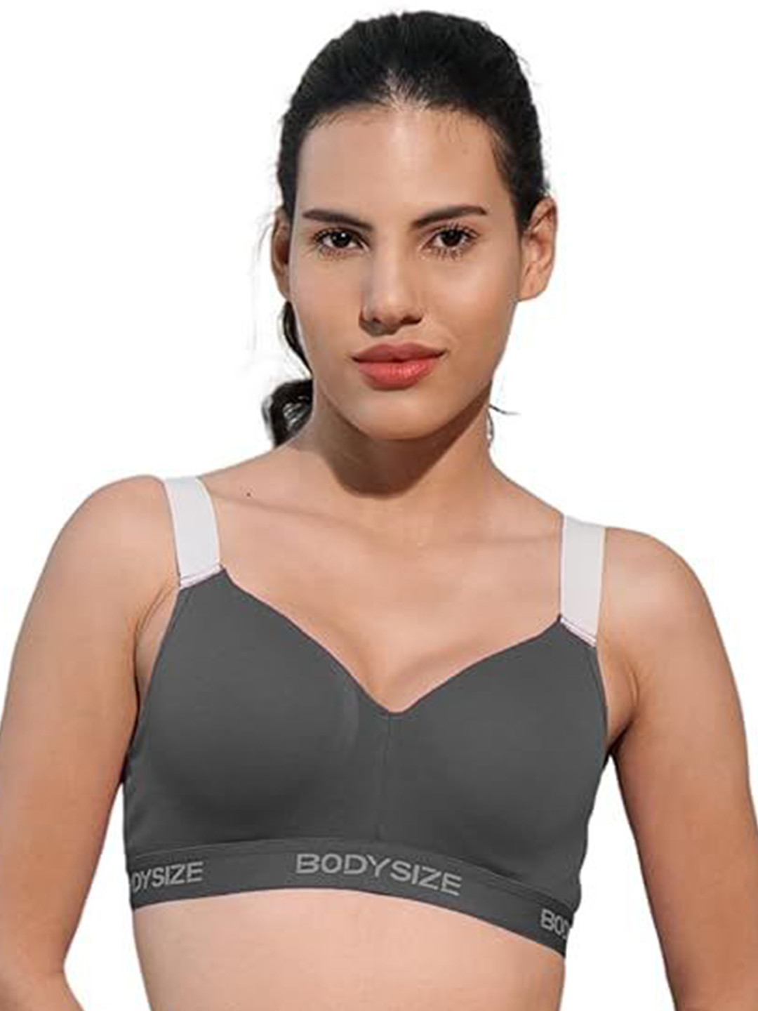 BODYSIZE Women Sports Bra High Support Padded Yoga Bra Stretchy Cotton Lycra Wire-Free