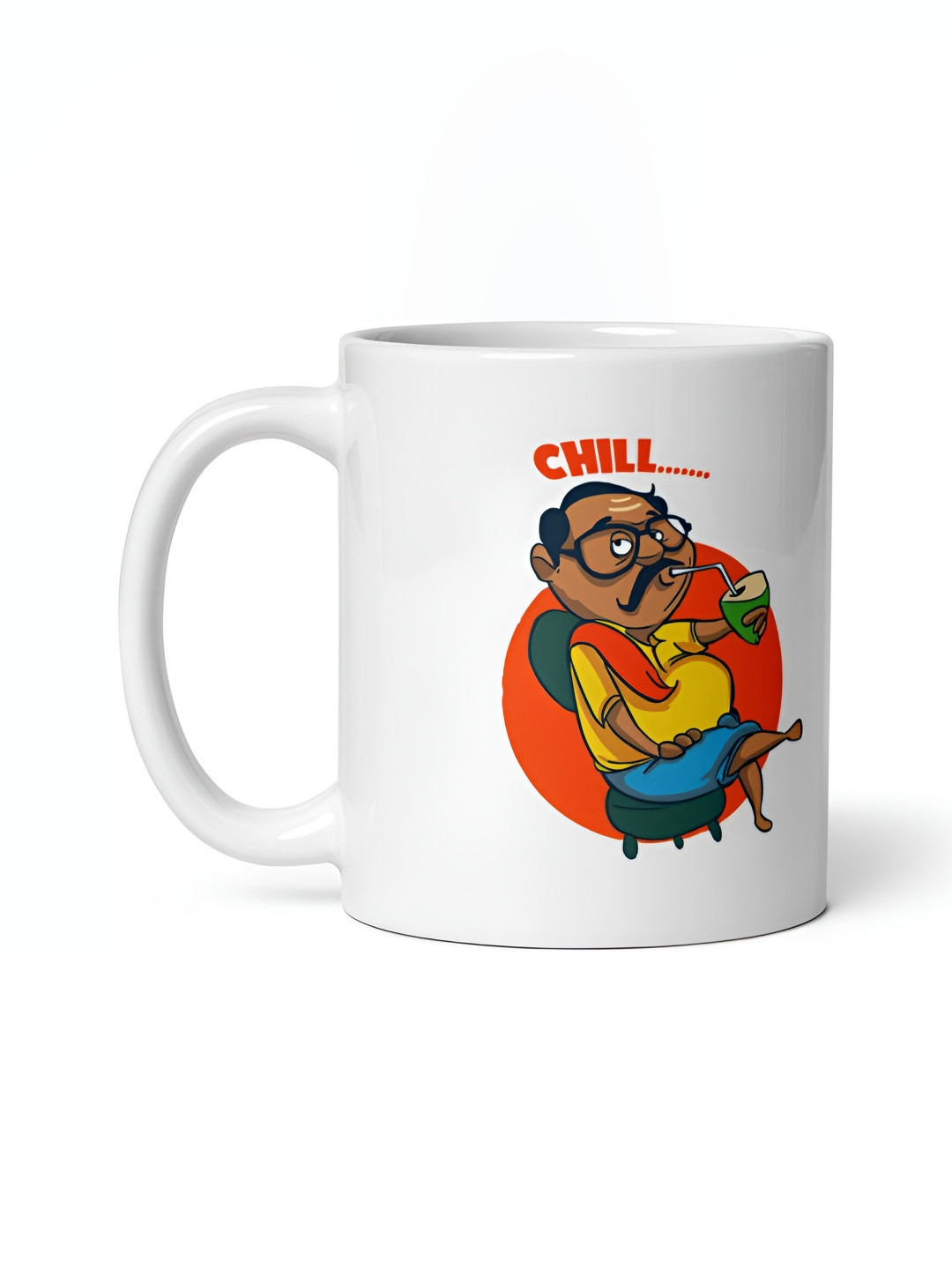 Mr UVD White & Orange Graphic Printed Ceramic Matte Mugs 350 ML