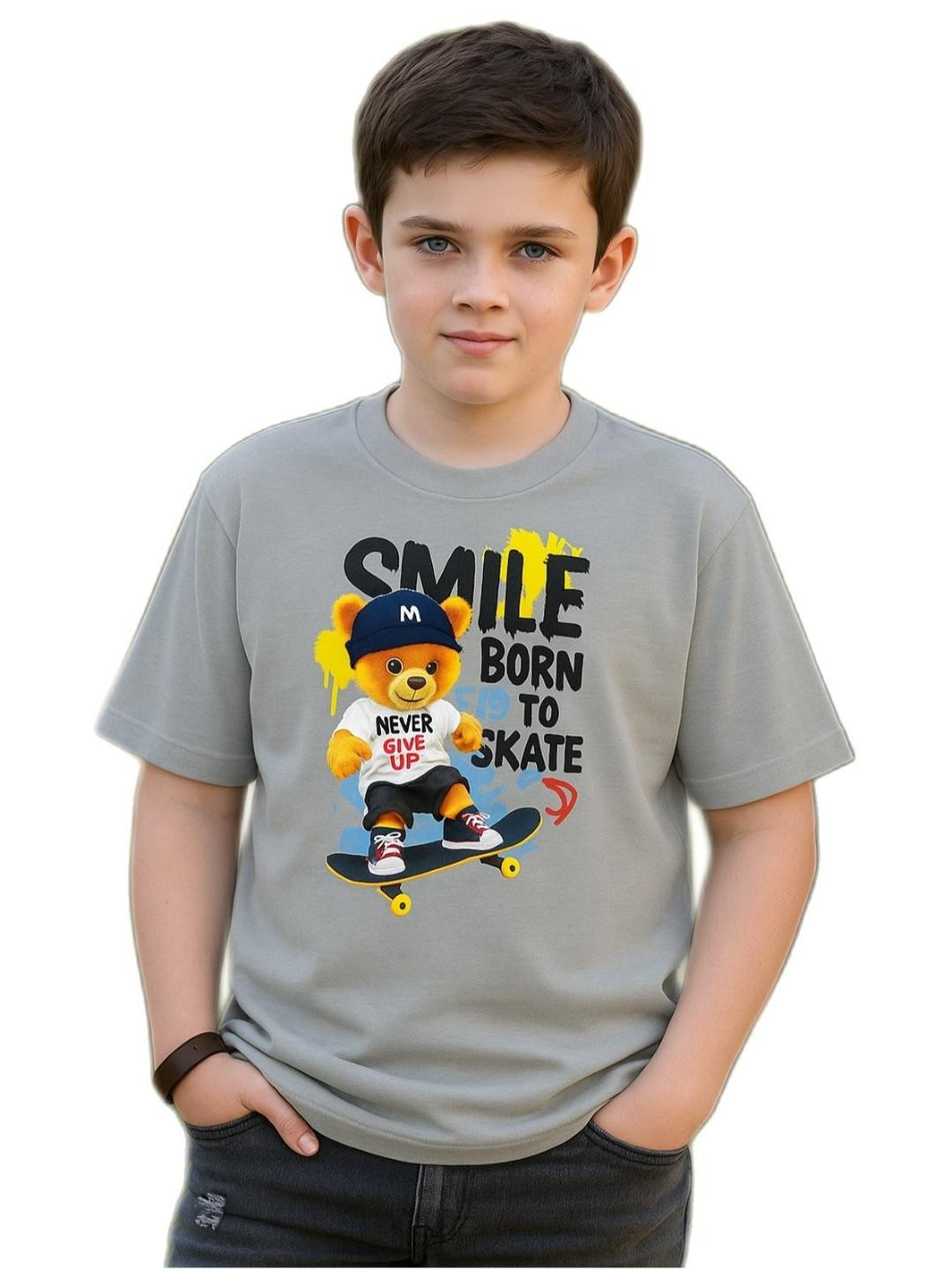 E-MAX Boys Grey Tshirts