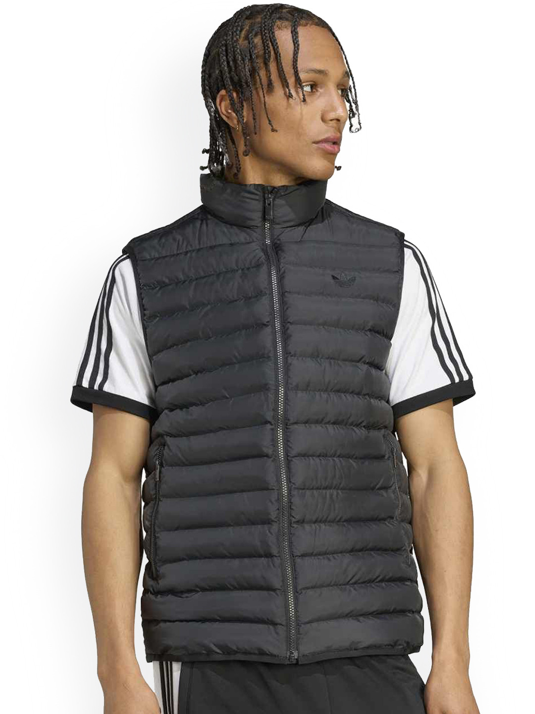 ADIDAS Originals Men Camouflage Striped Synthetic Longline Bomber Jacket